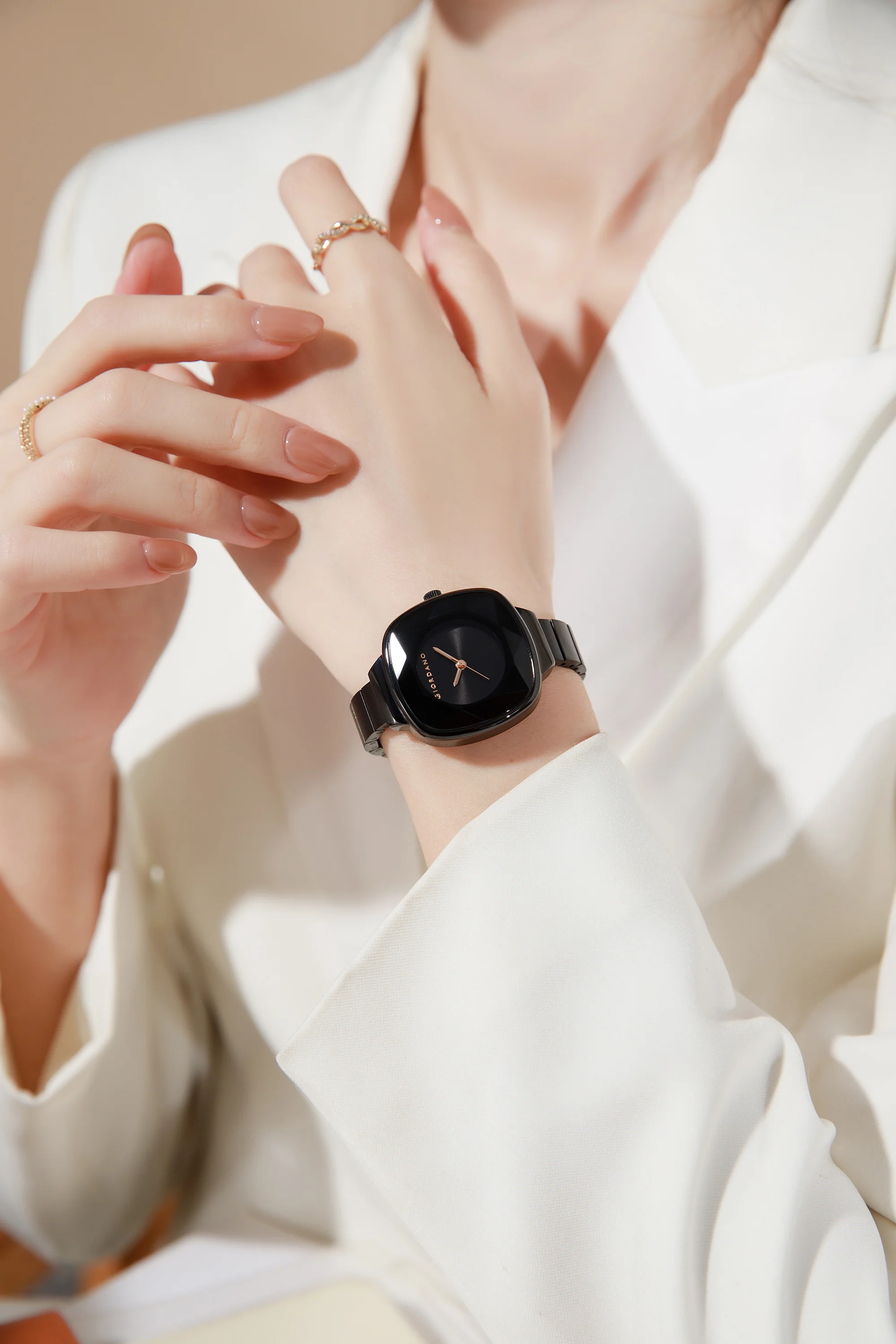 Giordano Analog Quartz Watch for Women with Cut Glass Dial, Rose Gold Hands, Minimalist Design and Matte Stainless Steel Strap GZ-60131-11 - Image 2