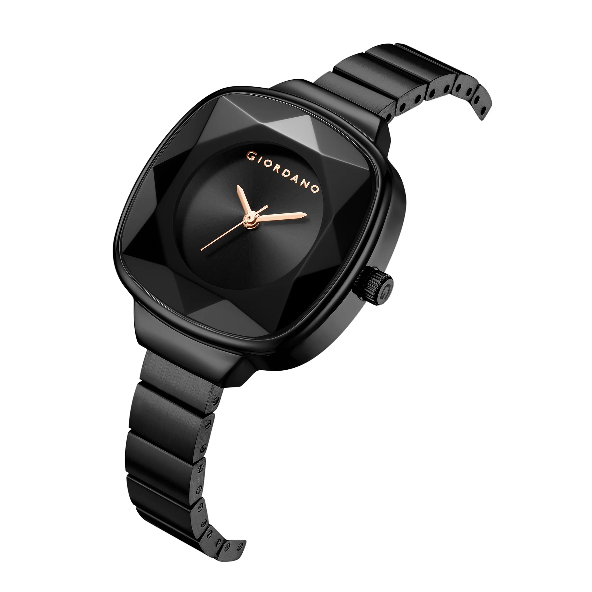 Giordano Analog Quartz Watch for Women with Cut Glass Dial, Rose Gold Hands, Minimalist Design and Matte Stainless Steel Strap GZ-60131-11 - Image 6