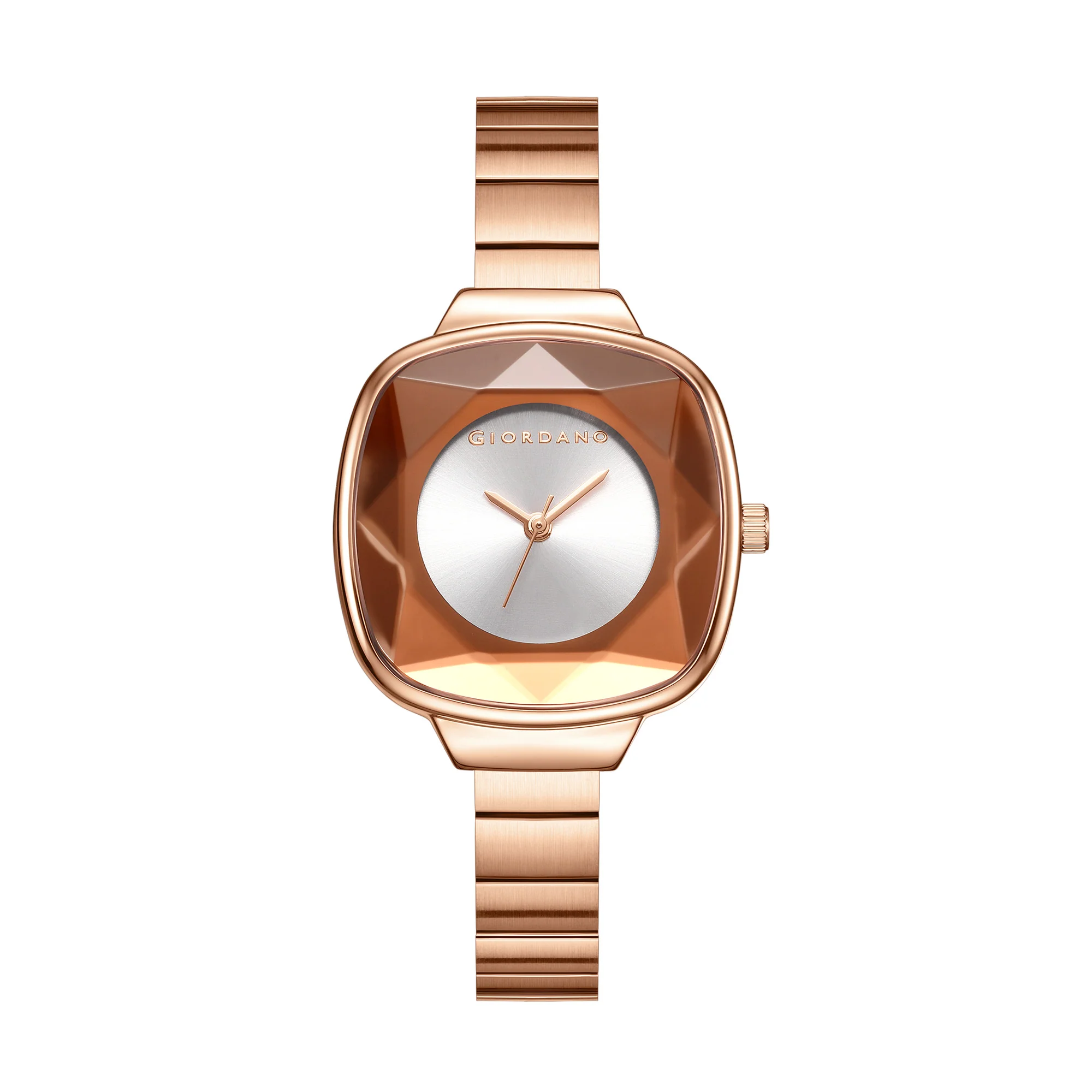 Giordano Analog Quartz Watch for Women with Cut Glass Dial, Rose Gold Hands, Minimalist Design and Matte Stainless Steel Strap GZ-60131-22 - Image 5