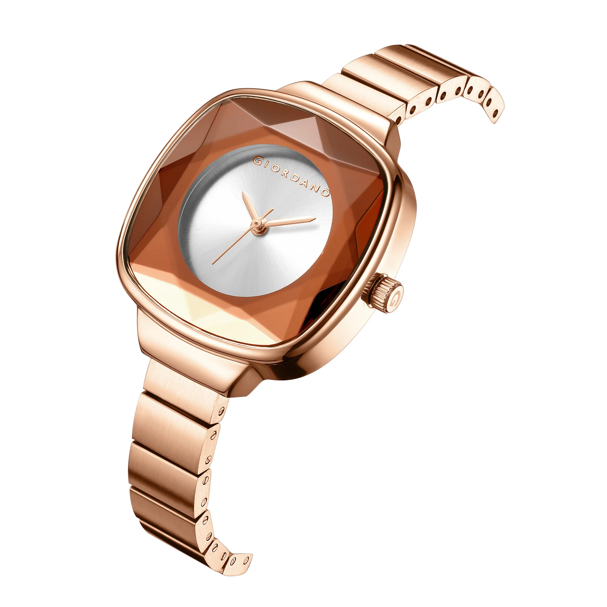 Giordano Analog Quartz Watch for Women with Cut Glass Dial, Rose Gold Hands, Minimalist Design and Matte Stainless Steel Strap GZ-60131-22 - Image 6