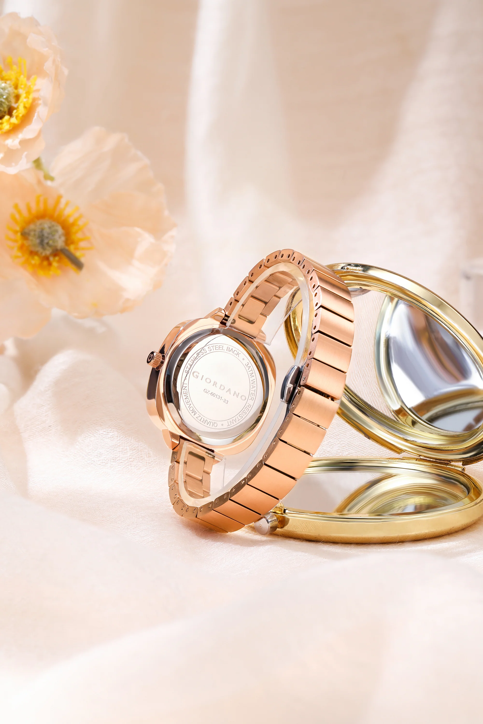 Giordano Analog Quartz Watch for Women with Cut Glass Dial, Rose Gold Hands, Minimalist Design and Matte Stainless Steel Strap GZ-60131-33 - Image 4