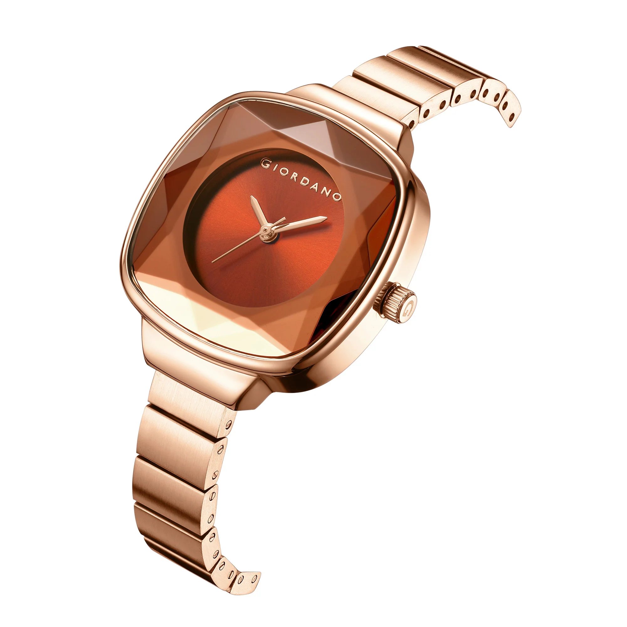 Giordano Analog Quartz Watch for Women with Cut Glass Dial, Rose Gold Hands, Minimalist Design and Matte Stainless Steel Strap GZ-60131-33 - Image 6
