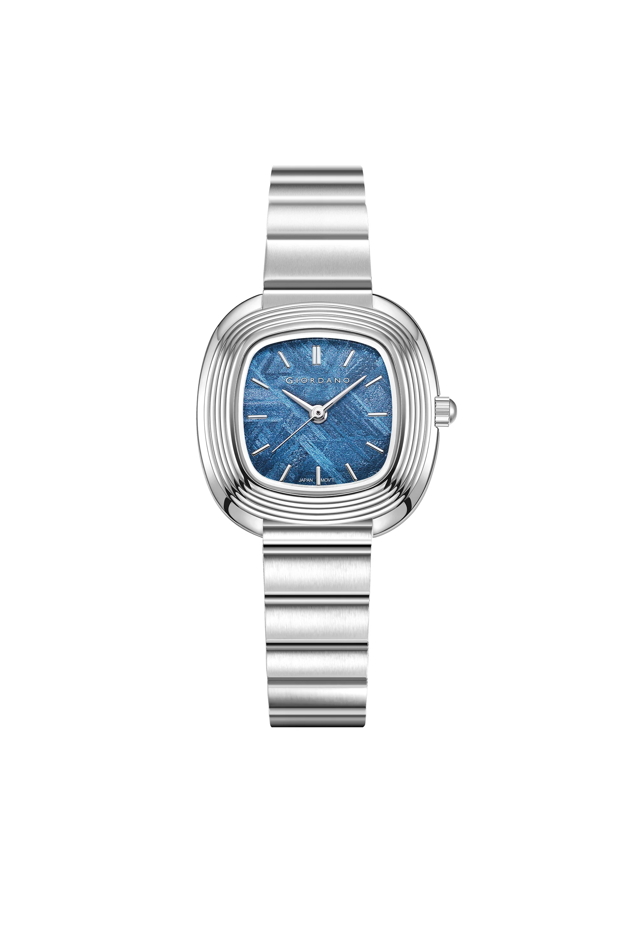 Giordano Analog Quartz Watch for Women with SquareTextured Dial, Cushion Layered Bezel Design and Stainless Steel Strap - GZ-60147-11 - Image 5