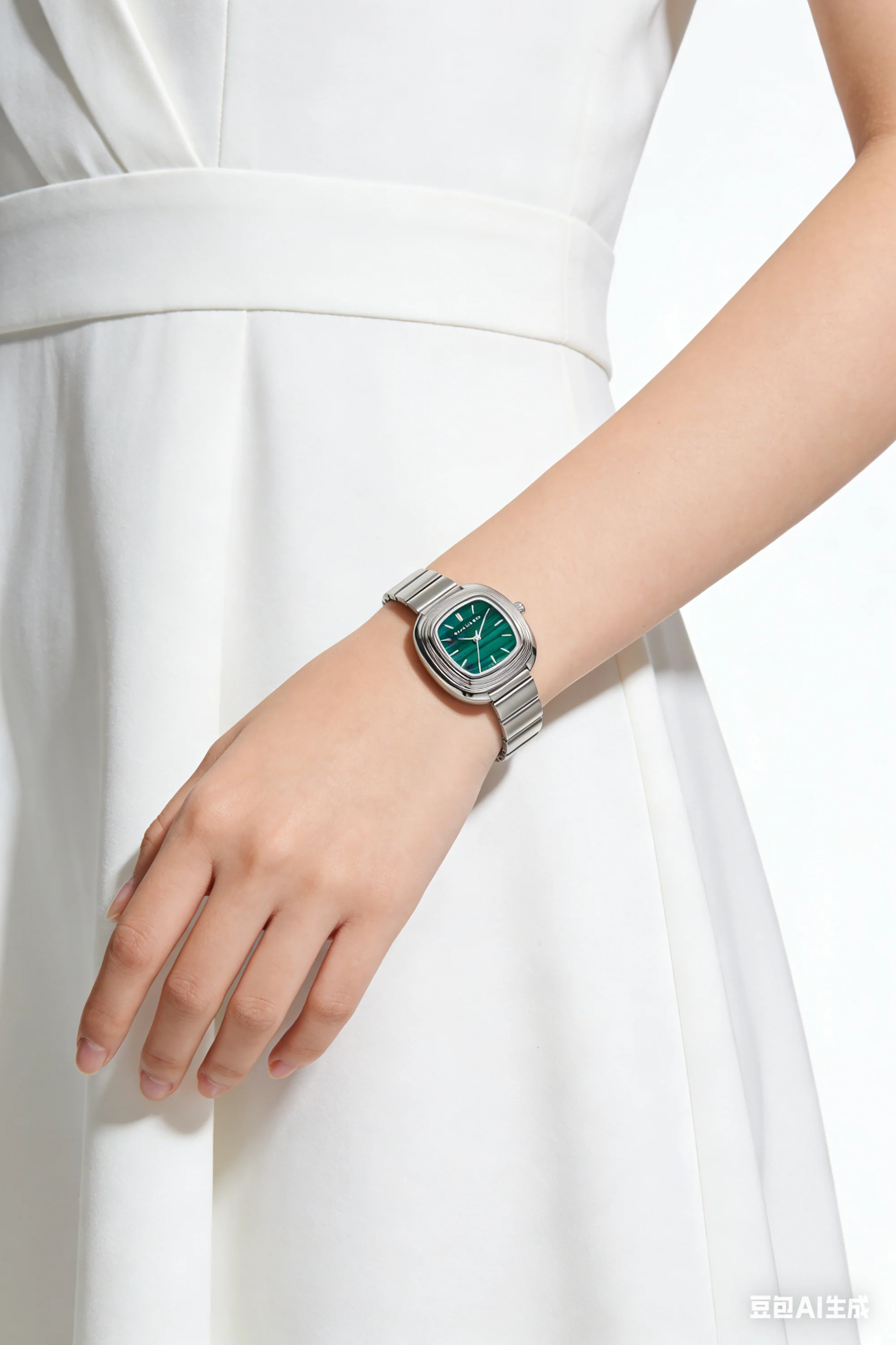 Giordano Analog Quartz Watch for Women with SquareTextured Dial, Cushion Layered Bezel Design and Stainless Steel Strap - GZ-60147-22 - Image 4