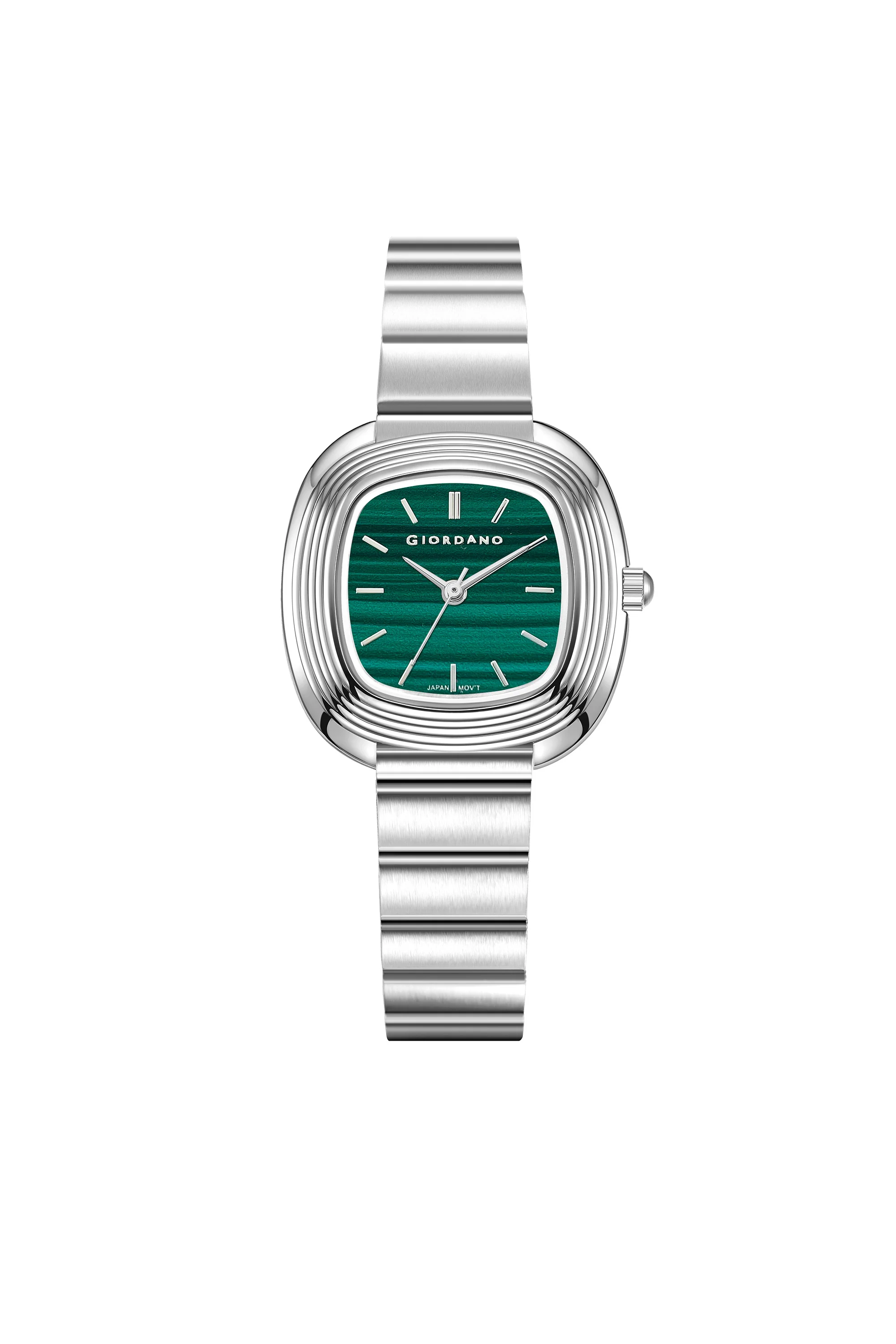 Giordano Analog Quartz Watch for Women with SquareTextured Dial, Cushion Layered Bezel Design and Stainless Steel Strap - GZ-60147-22 - Image 5