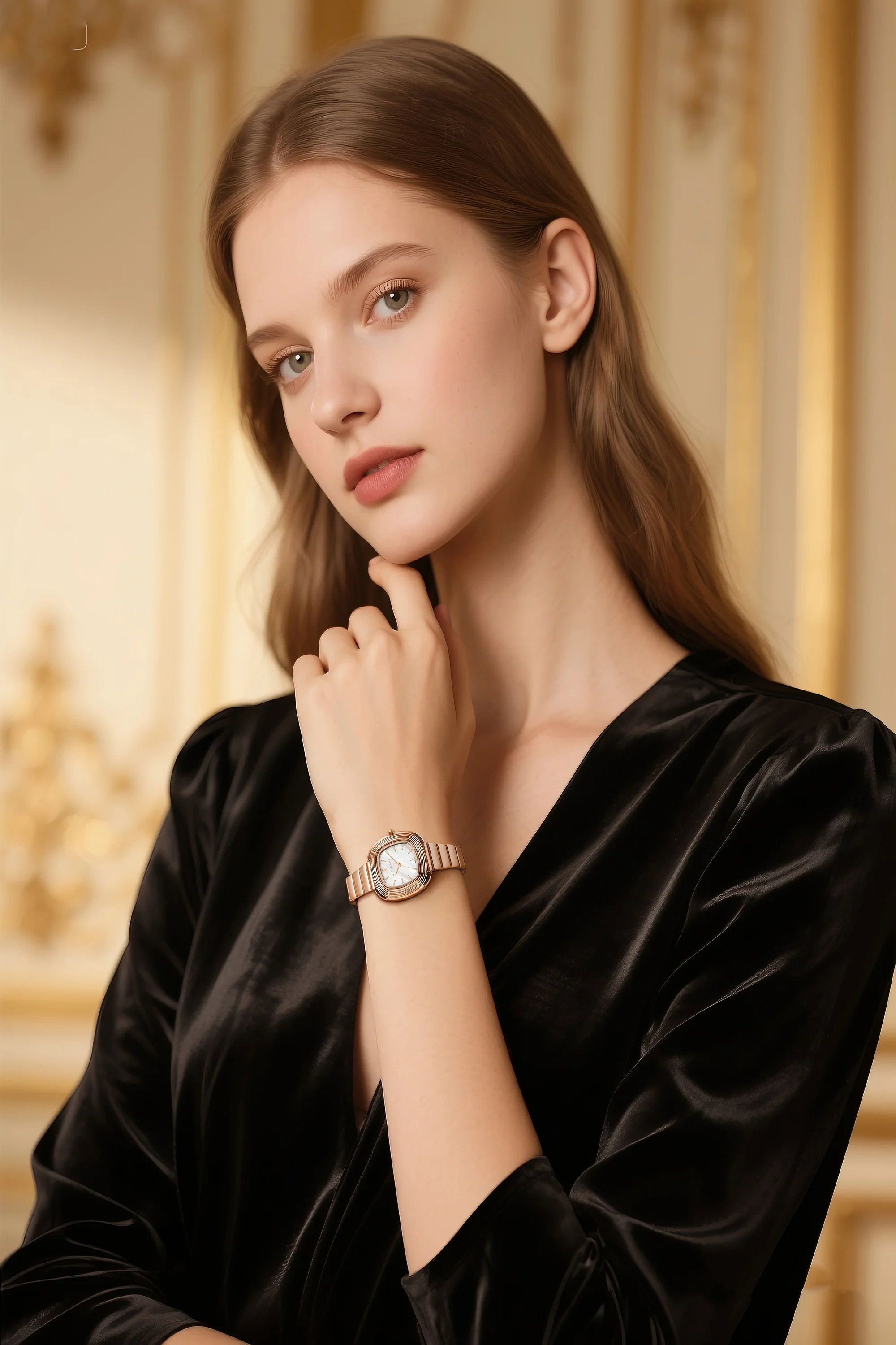 Giordano Analog Quartz Watch for Women with SquareTextured Dial, Cushion Layered Bezel Design and Stainless Steel Strap - GZ-60147-33 - Image 2