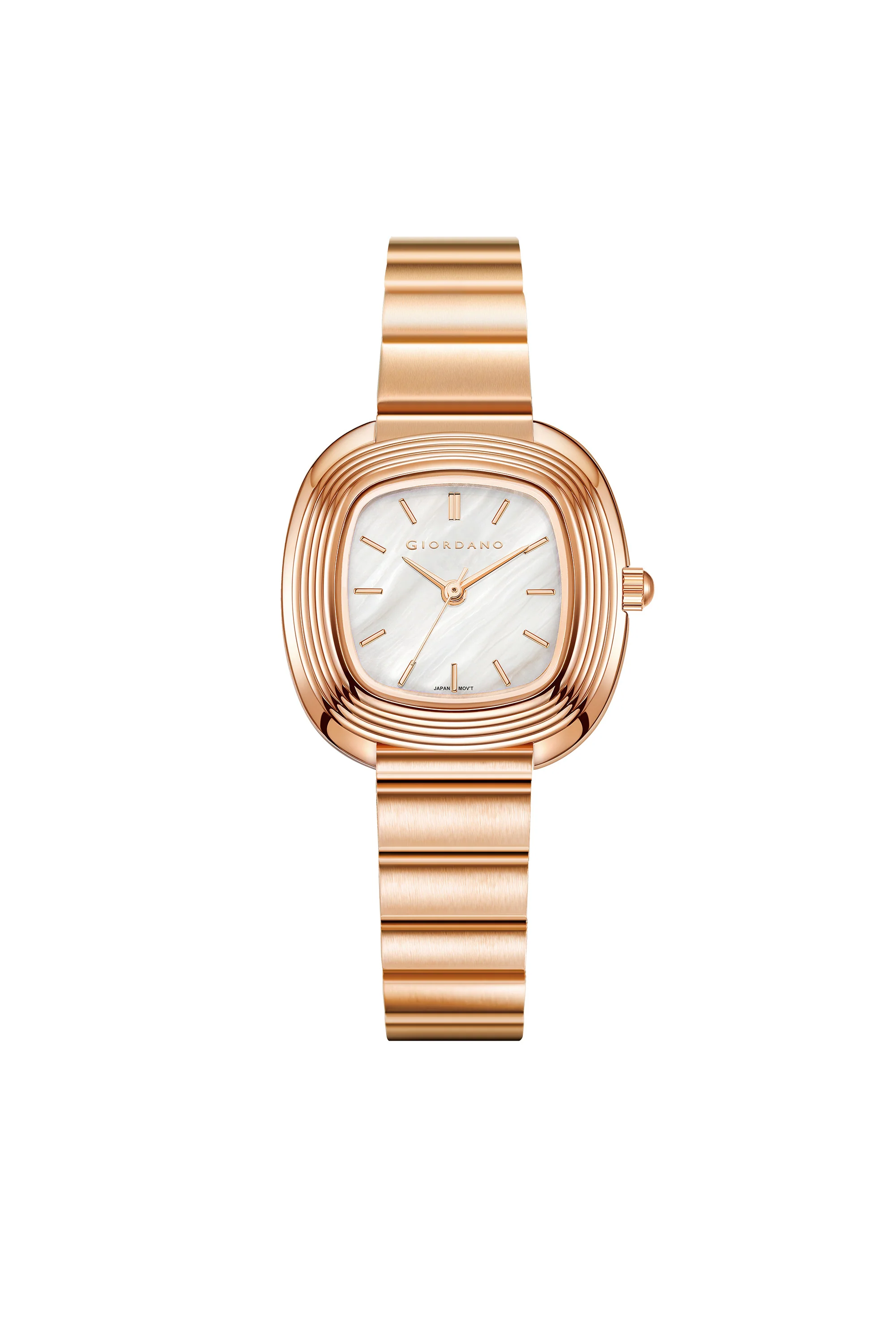 Giordano Analog Quartz Watch for Women with SquareTextured Dial, Cushion Layered Bezel Design and Stainless Steel Strap - GZ-60147-33 - Image 4