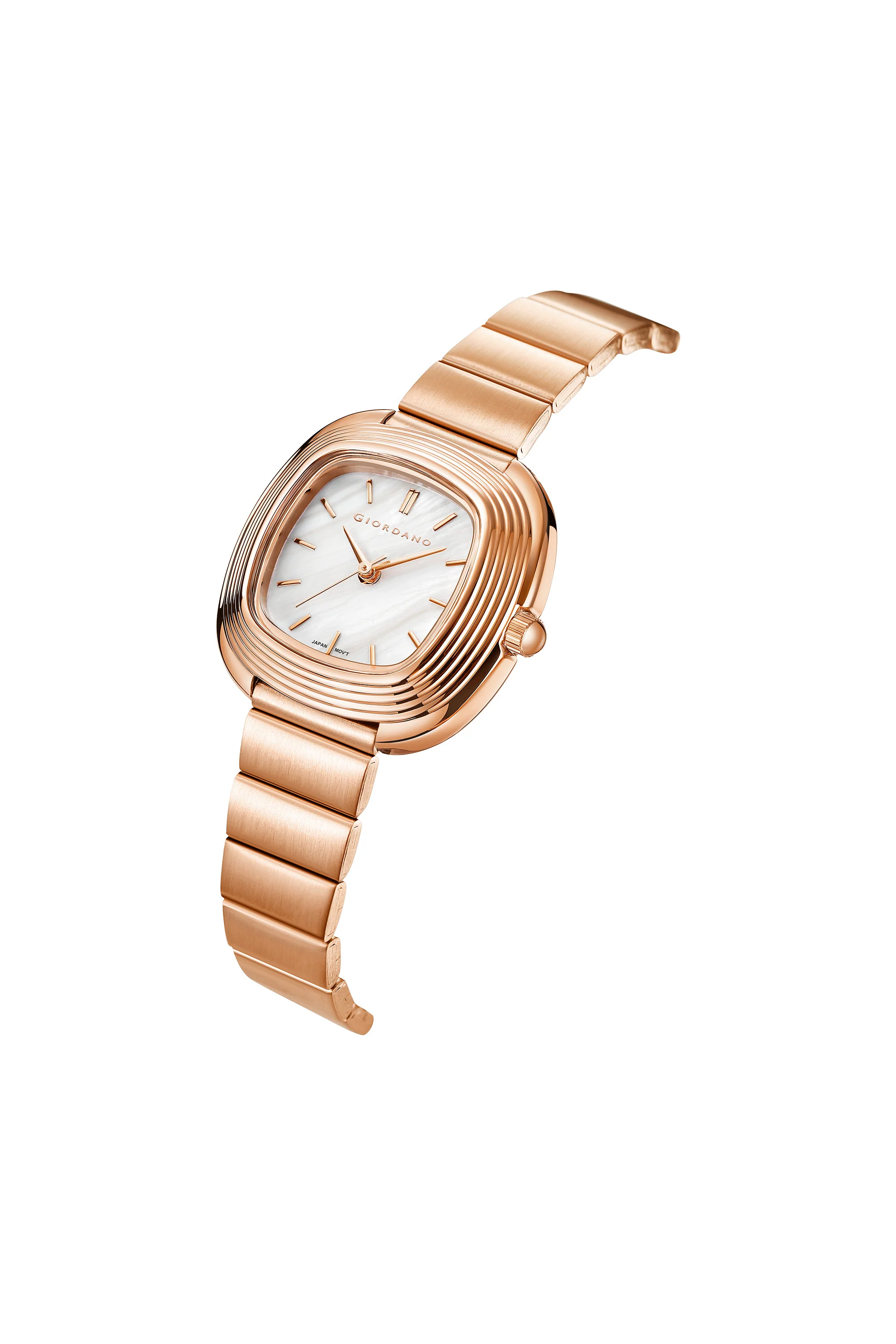 Giordano Analog Quartz Watch for Women with SquareTextured Dial, Cushion Layered Bezel Design and Stainless Steel Strap - GZ-60147-33 - Image 5