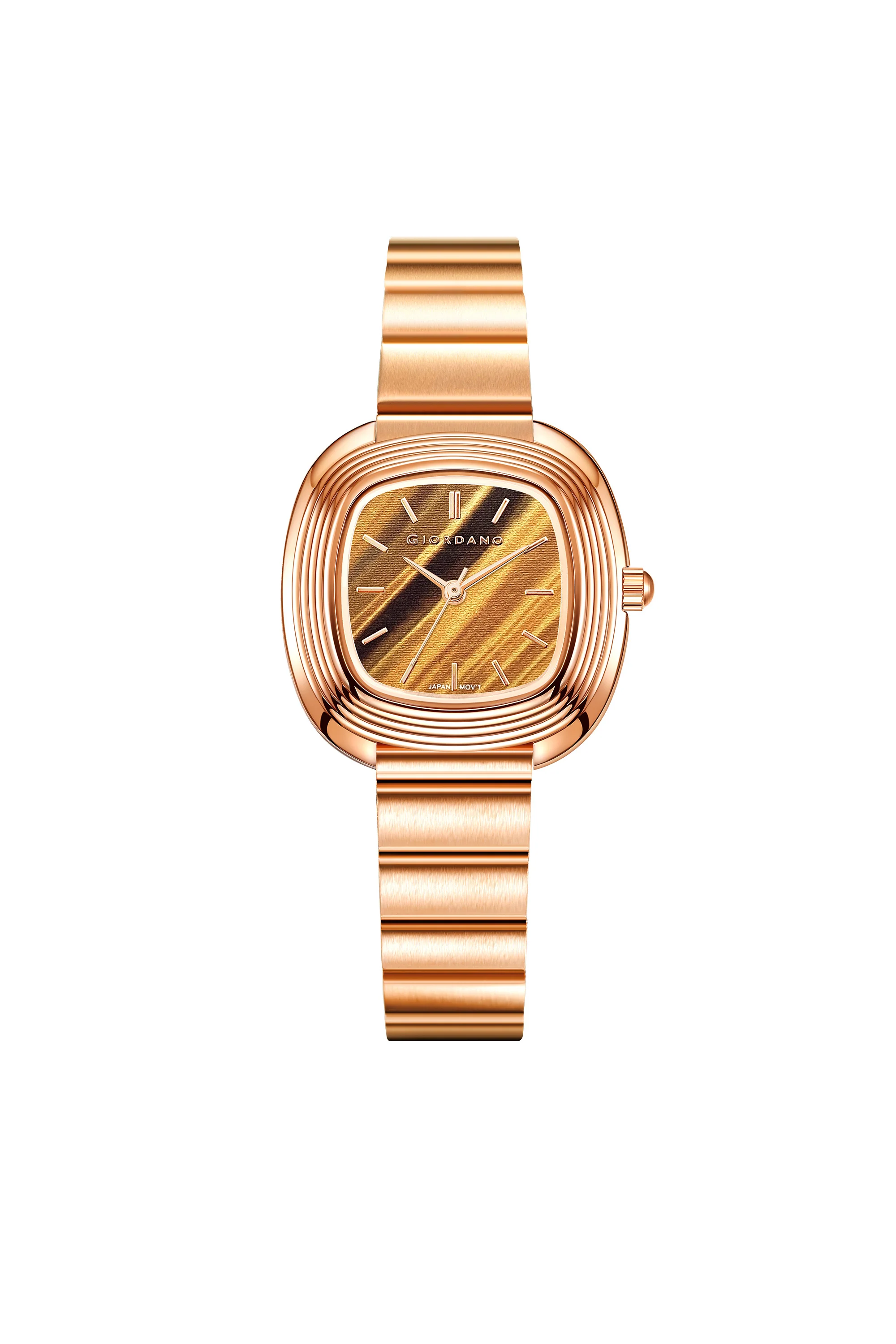 Giordano Analog Quartz Watch for Women with SquareTextured Dial, Cushion Layered Bezel Design and Stainless Steel Strap - GZ-60147-44 - Image 5