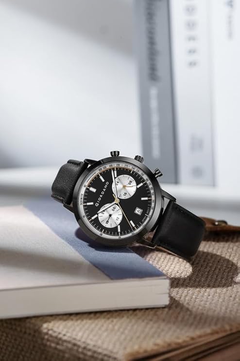 Giordano Analog Stylish Multi-Functional Watch for Men with Round Shape dial, Japanese Quartz and Leather Strap | GZ-50089-01 - Image 3