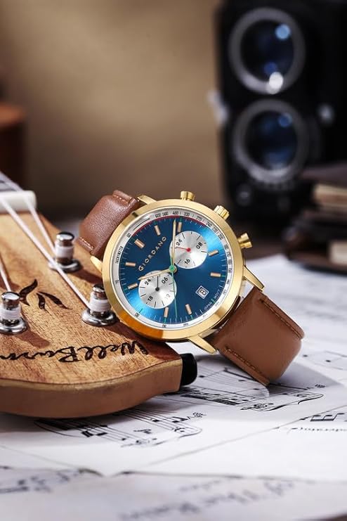 Giordano Analog Stylish Multi-Functional Watch for Men with Round Shape dial, Japanese Quartz and Leather Strap | GZ-50089-02 - Image 3