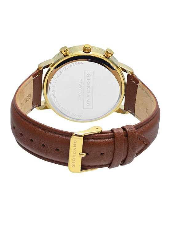 Giordano Analog Stylish Multi-Functional Watch for Men with Round Shape dial, Japanese Quartz and Leather Strap | GZ-50089-02 - Image 5