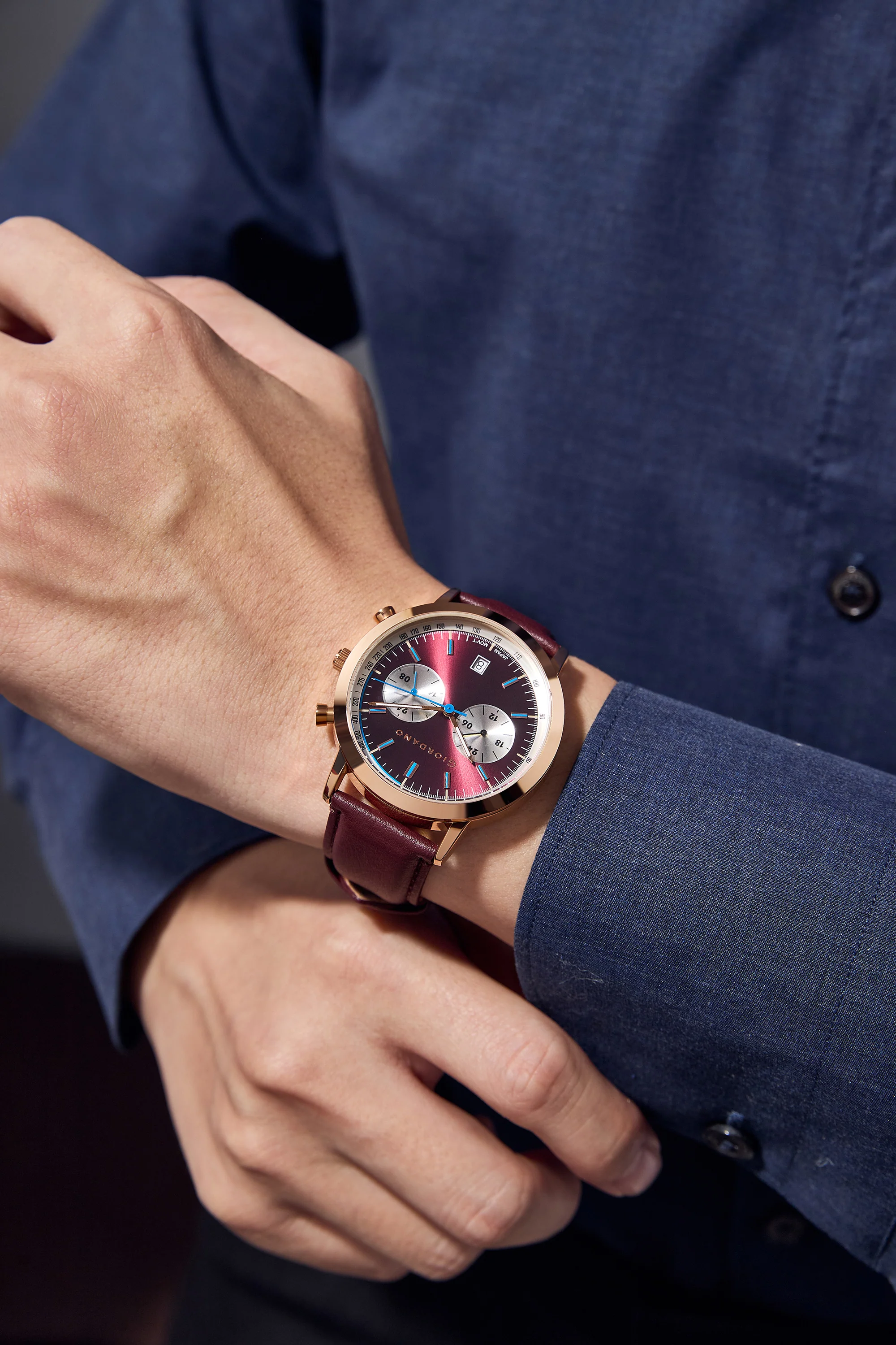 Giordano Analog Stylish Multi-Functional Watch for Men with Round Shape dial, Japanese Quartz and Leather Strap | GZ-50089-03 - Image 2