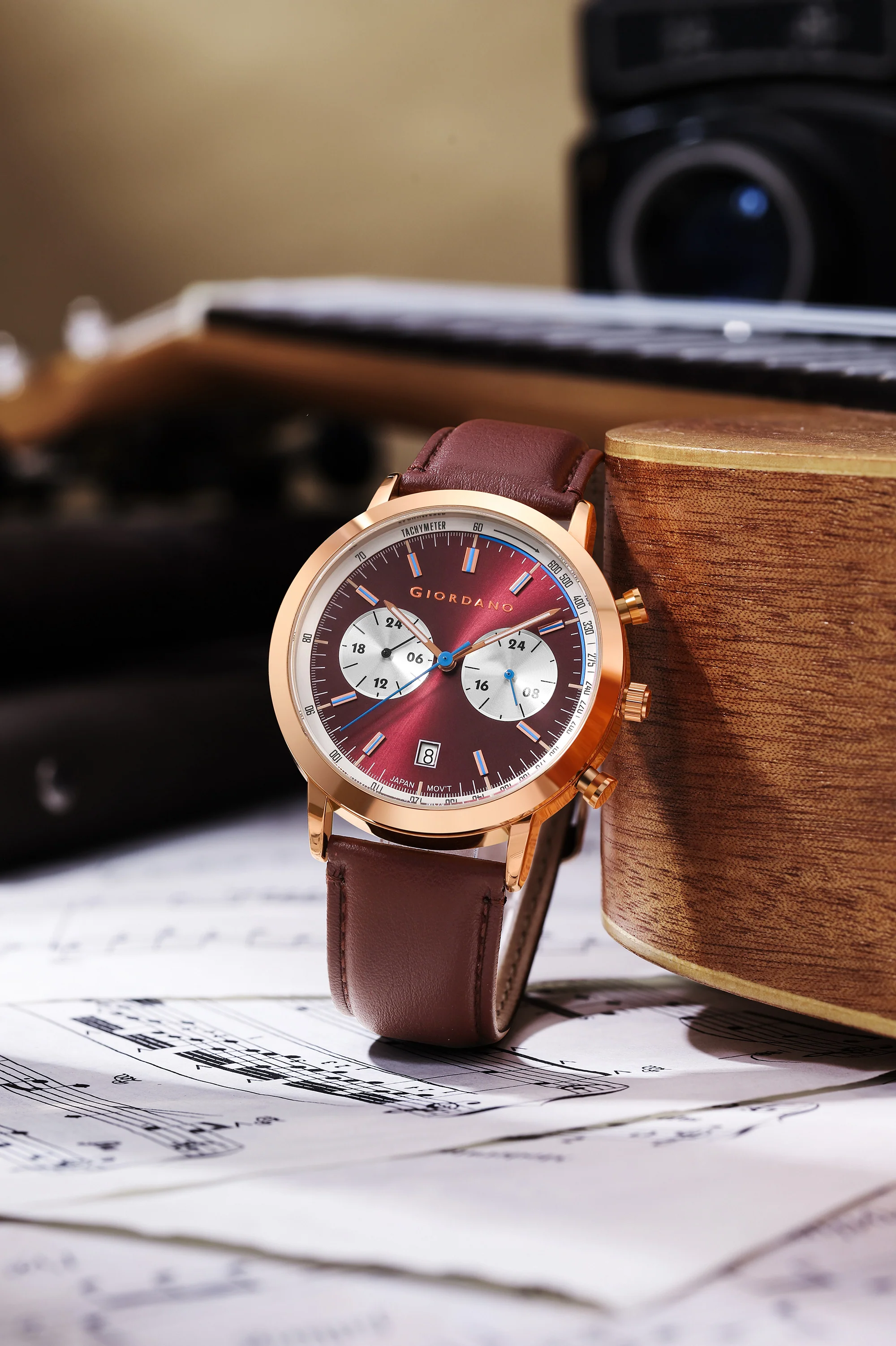Giordano Analog Stylish Multi-Functional Watch for Men with Round Shape dial, Japanese Quartz and Leather Strap | GZ-50089-03 - Image 3