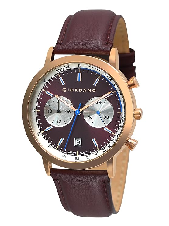 Giordano Analog Stylish Multi-Functional Watch for Men with Round Shape dial, Japanese Quartz and Leather Strap | GZ-50089-03 - Image 5