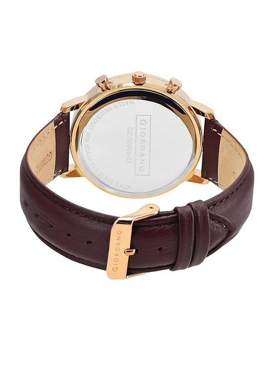 Giordano Analog Stylish Multi-Functional Watch for Men with Round Shape dial, Japanese Quartz and Leather Strap | GZ-50089-03 - Image 8