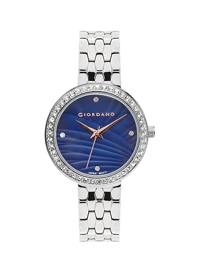 Giordano Analog Stylish Watch for Women with Crystal Bezel & Textured Dial and Stainless Steel Strap - GZ-60079-11 - Image 2