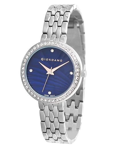 Giordano Analog Stylish Watch for Women with Crystal Bezel & Textured Dial and Stainless Steel Strap - GZ-60079-11 - Image 3