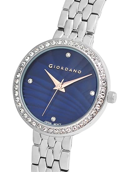Giordano Analog Stylish Watch for Women with Crystal Bezel & Textured Dial and Stainless Steel Strap - GZ-60079-11 - Image 4