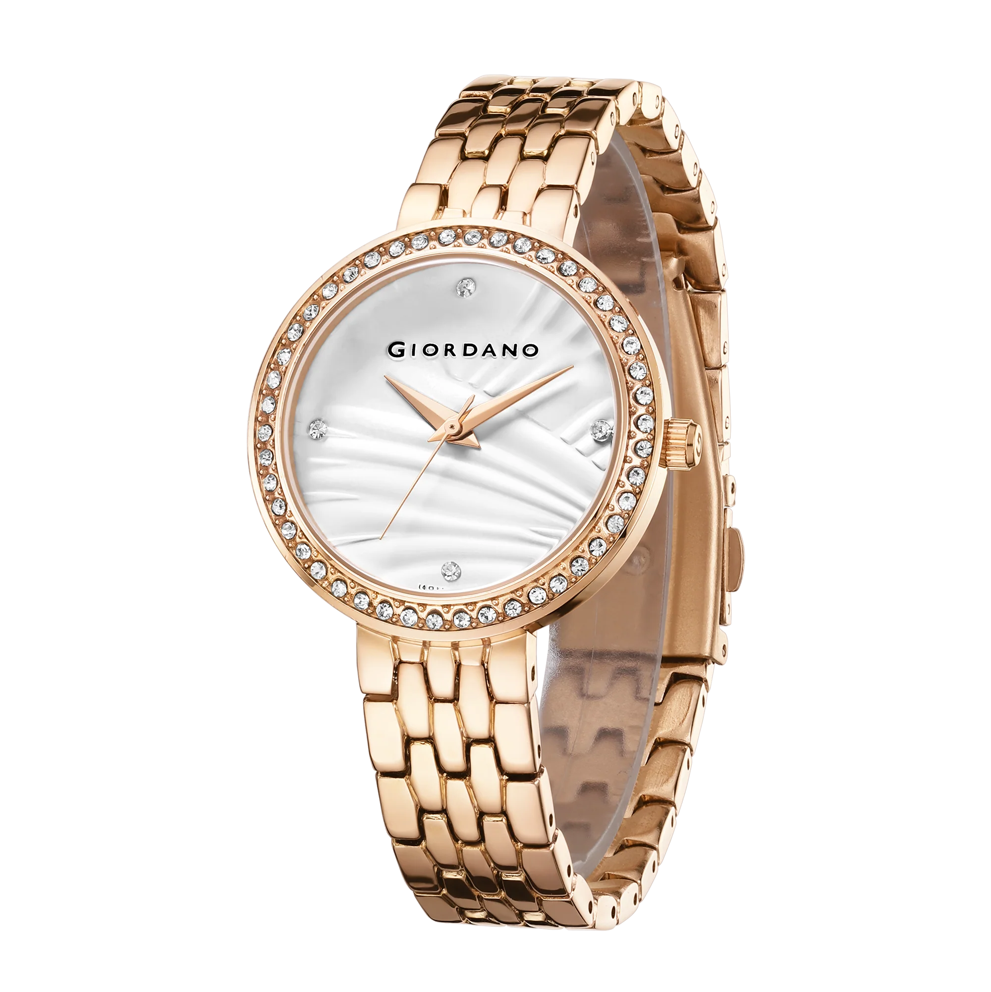 Giordano Analog Stylish Watch for Women with Crystal Bezel & Textured Dial and Stainless Steel Strap - GZ-60079-22 - Image 4