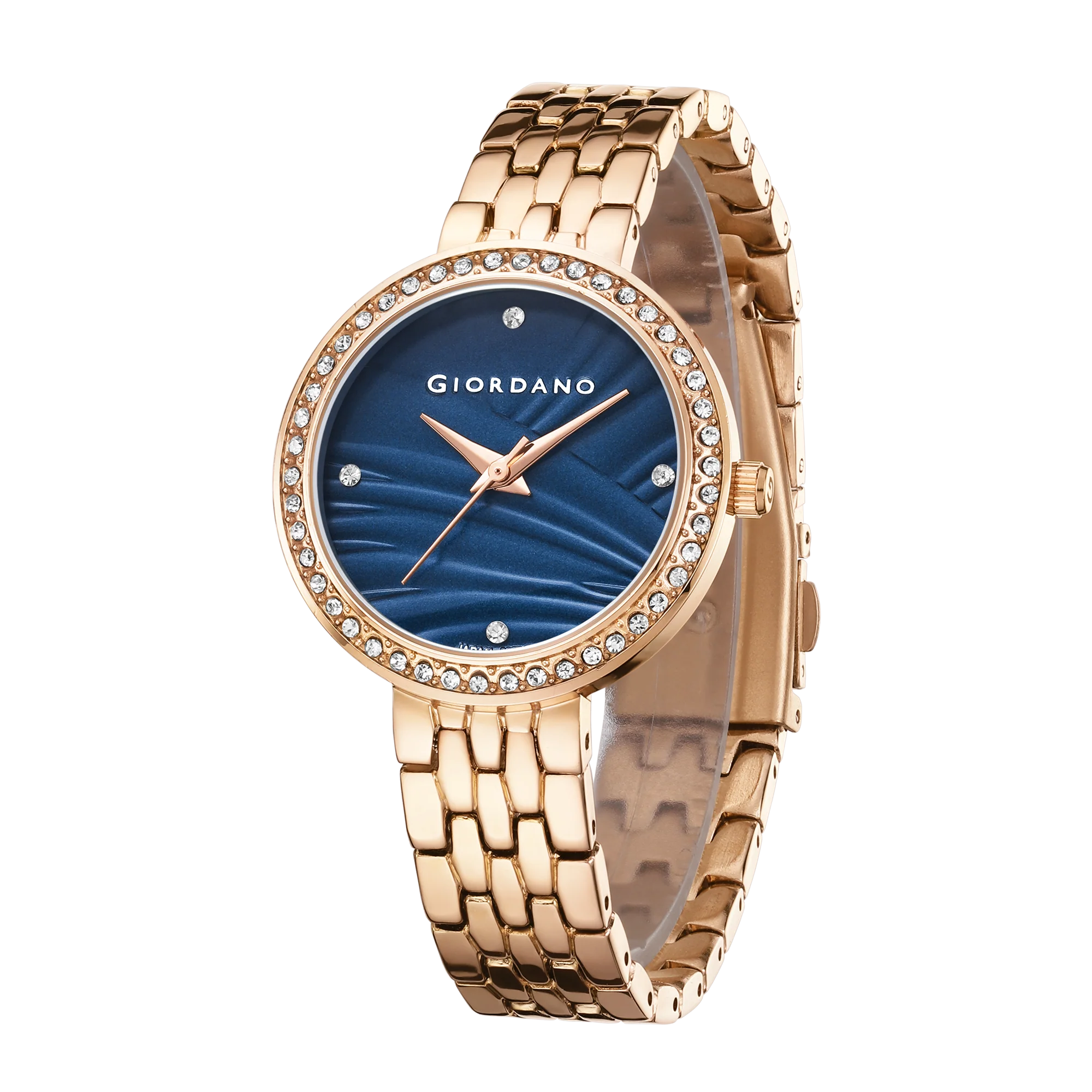 Giordano Analog Stylish Watch for Women with Crystal Bezel & Textured Dial and Stainless Steel Strap - GZ-60079-44 - Image 4