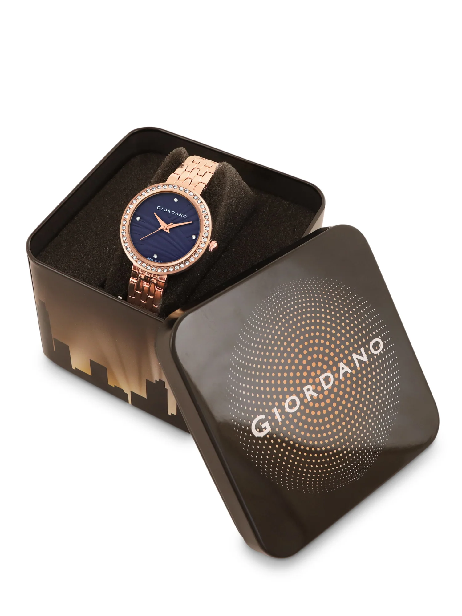 Giordano Analog Stylish Watch for Women with Crystal Bezel & Textured Dial and Stainless Steel Strap - GZ-60079-44 - Image 6