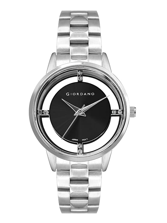 Giordano Analog Stylish Watch for Women with See-Through Dial with Crystal Accents and Stainless Steel Strap | GZ-60078-11 - Image 4