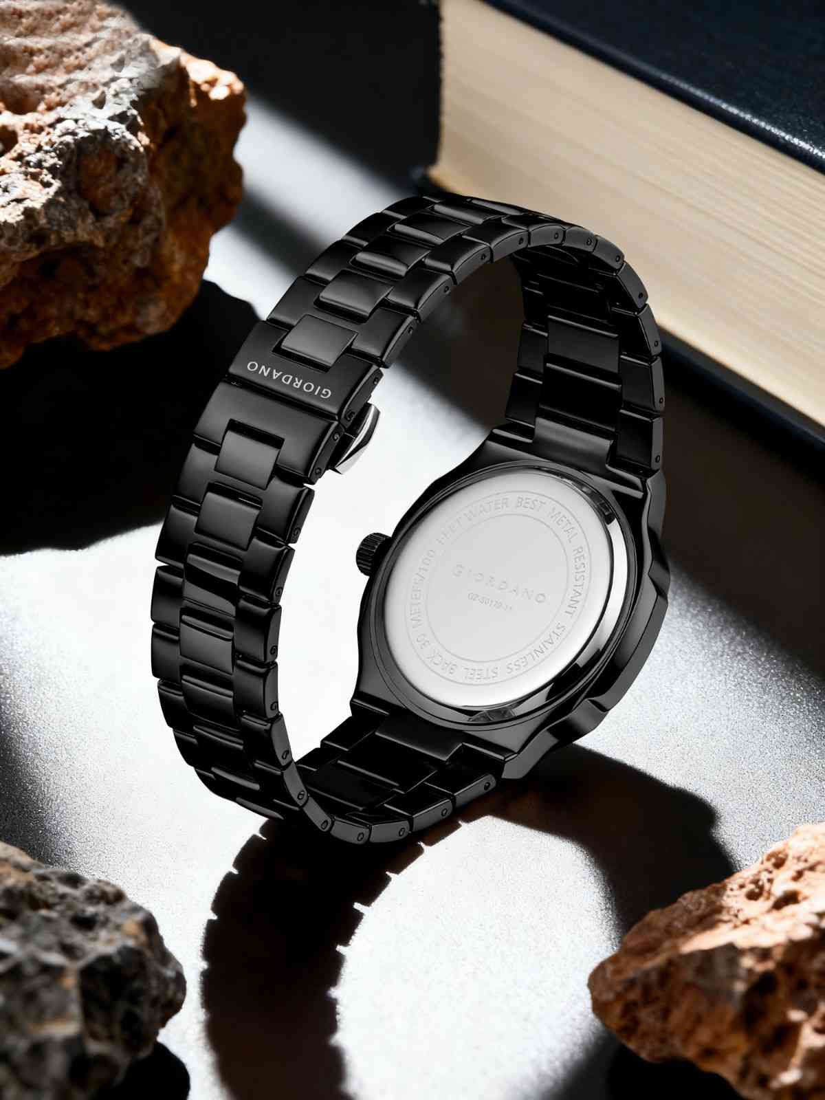 GIORDANO Analog Watch for Men – Classic Moon Phase Design with Textured Dial, Durable Stainless Steel Strap, and Date Display - GZ-50179-11 - Image 5