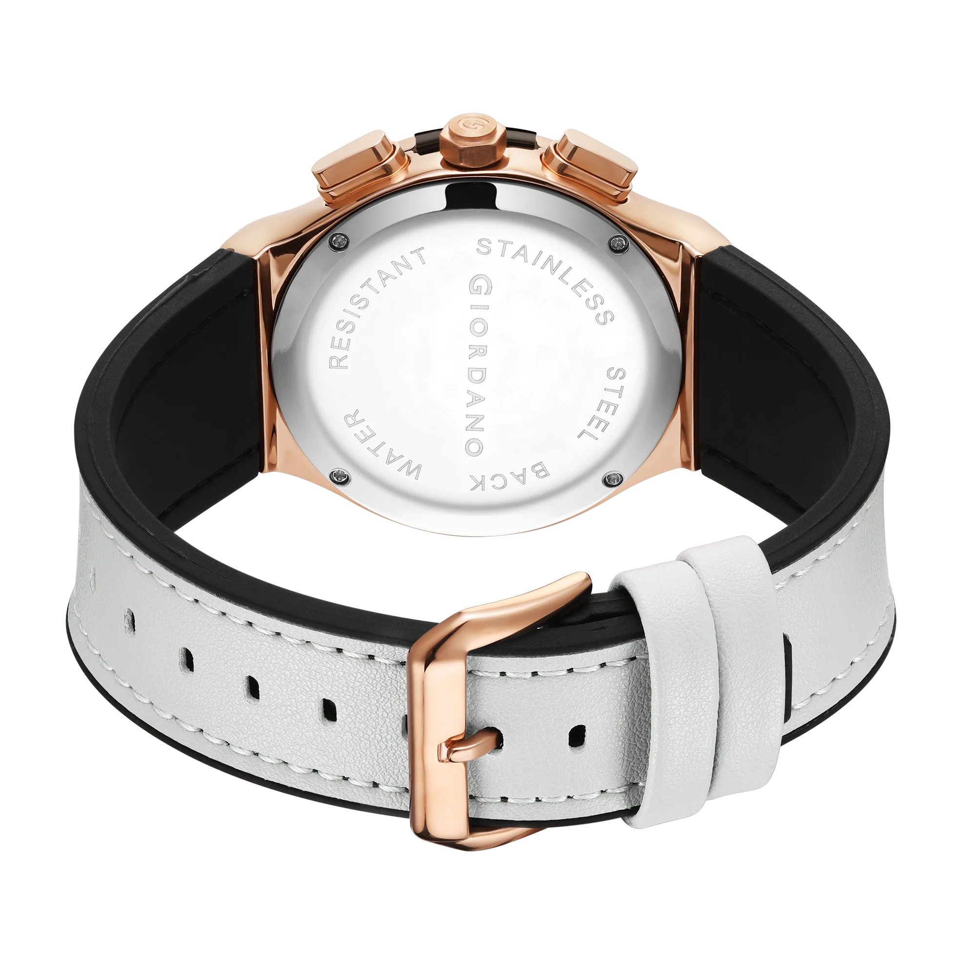 Giordano analog Watch for men  – Round Dial,  Leather Strap, Crystal-Studded Bezel with Quartz Movement-GZ-60093-02 - Image 5