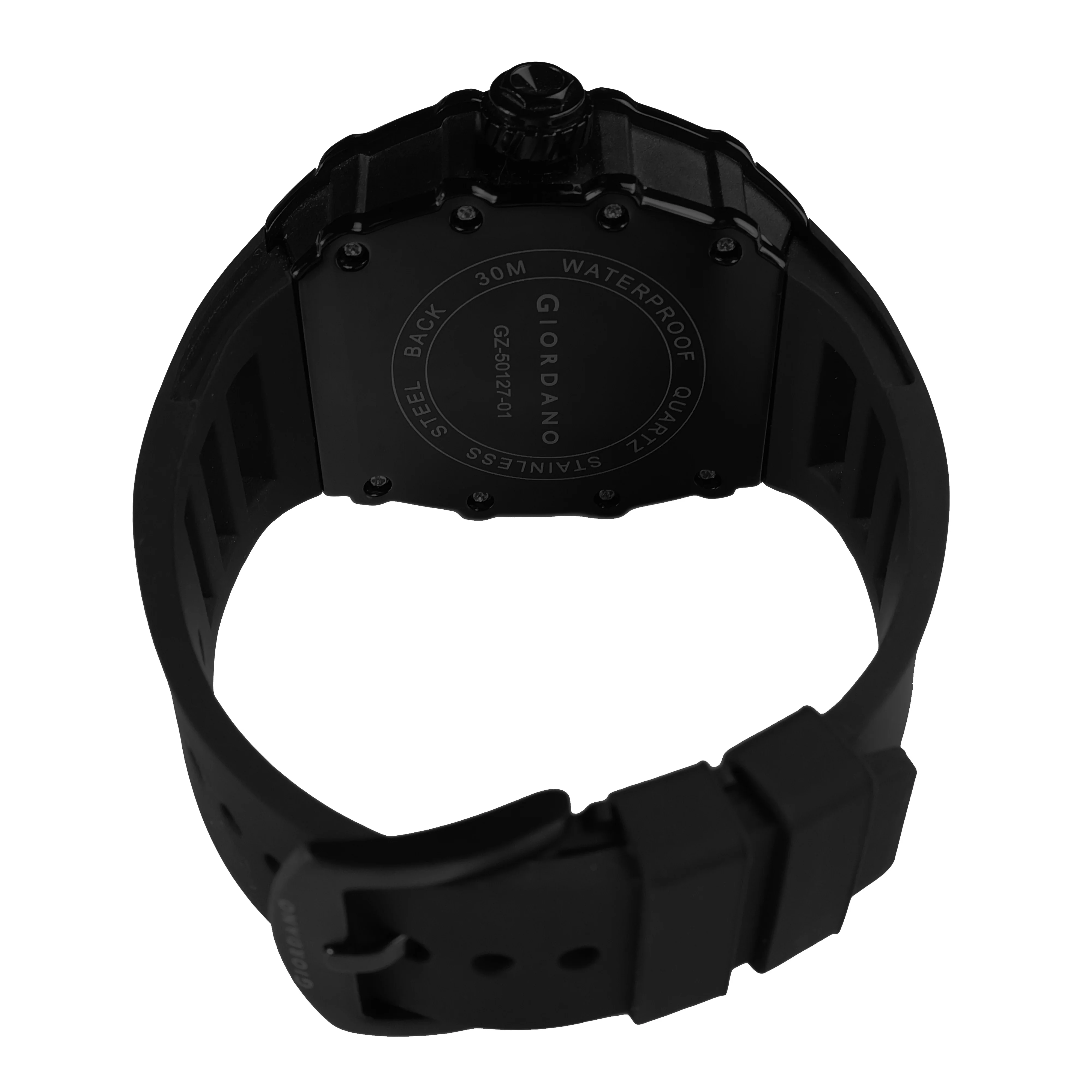 Giordano Analog Watch for Men - Skeleton-Style Dial | Brushed Steel Case with Silicone Strap | GZ-50127-01 - Image 7