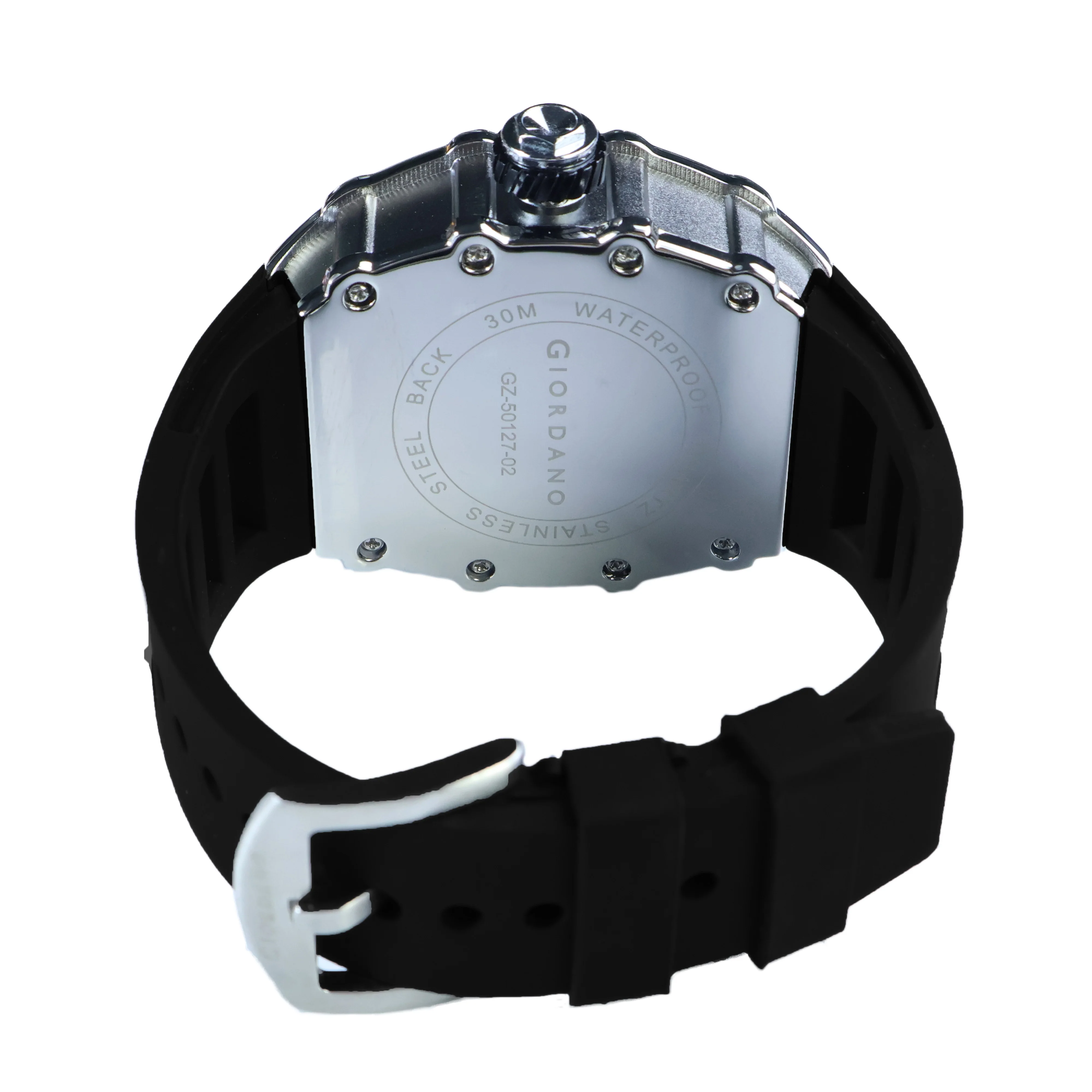 Giordano Analog Watch for Men - Skeleton-Style Dial | Brushed Steel Case with Silicone Strap | GZ-50127-02 - Image 8