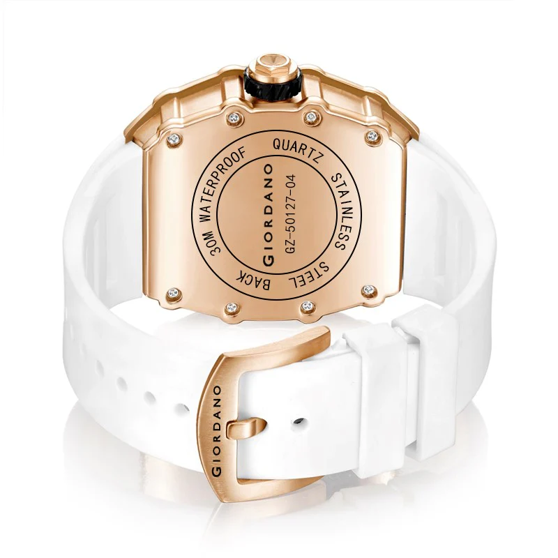 Giordano Analog Watch for Men - Skeleton-Style Dial | Brushed Steel Case with Silicone Strap | GZ-50127-04 - Image 6