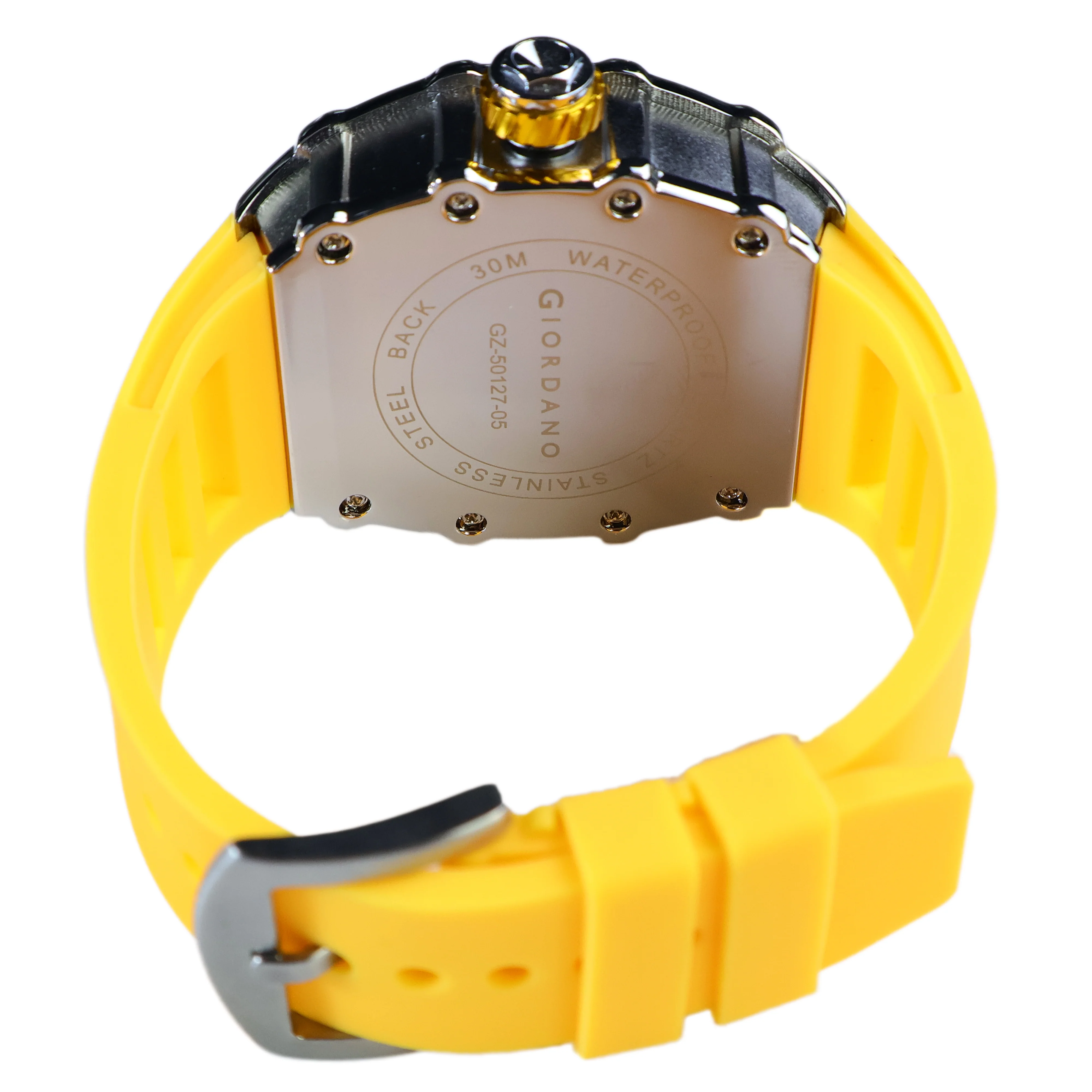 Giordano Analog Watch for Men - Skeleton-Style Dial | Brushed Steel Case with Silicone Strap | GZ-50127-05 - Image 7