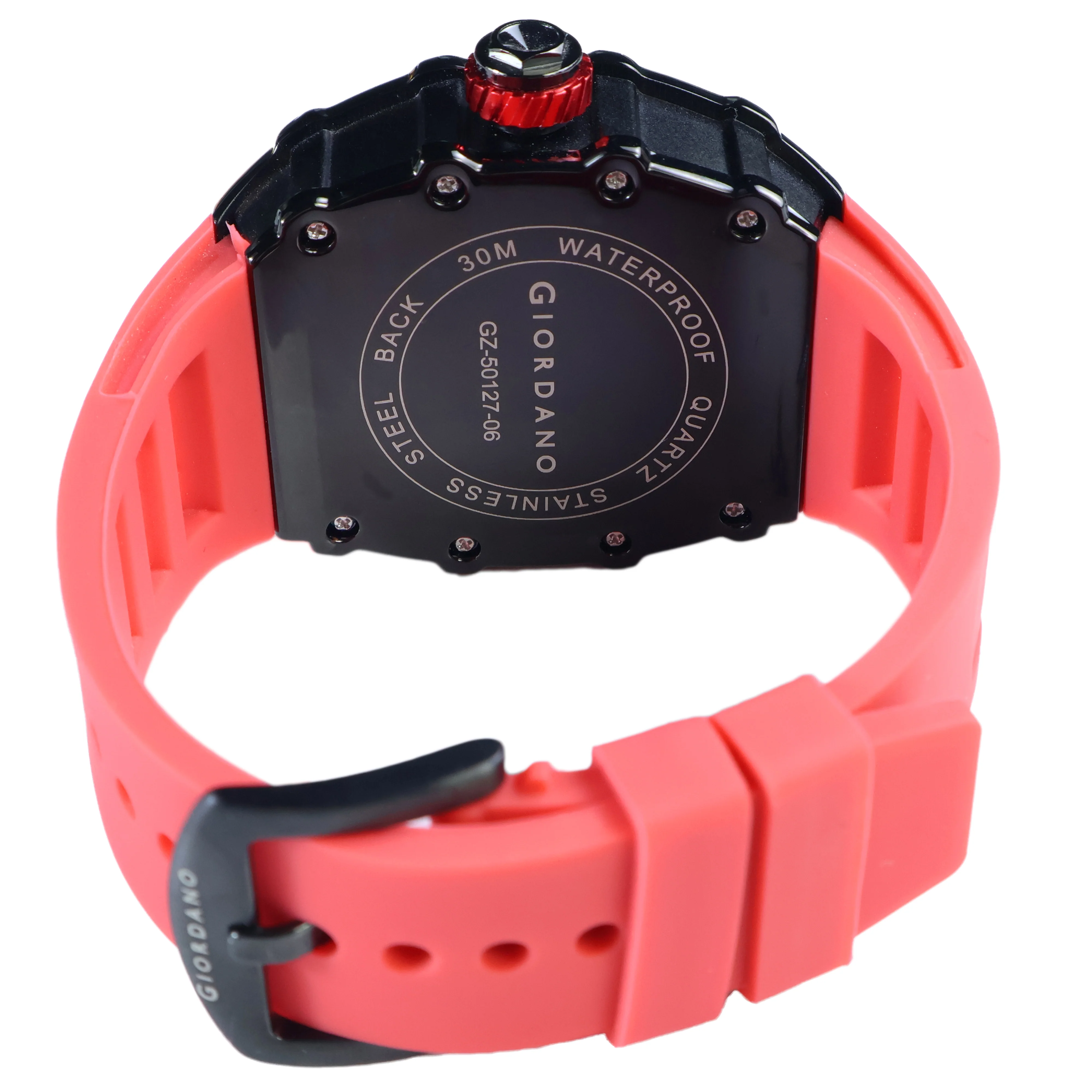 Giordano Analog Watch for Men - Skeleton-Style Dial | Brushed Steel Case with Silicone Strap | GZ-50127-06 - Image 6