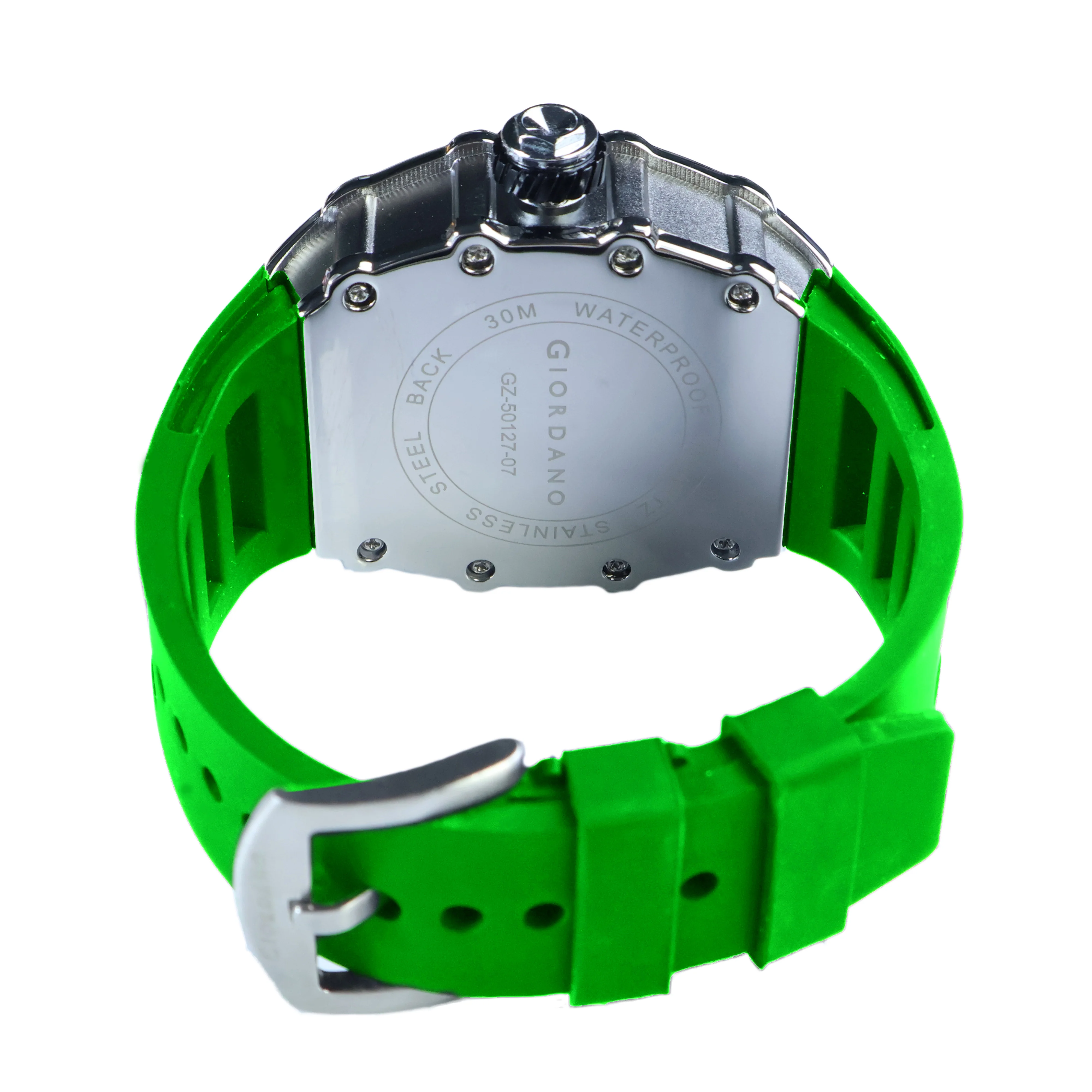 Giordano Analog Watch for Men - Skeleton-Style Dial | Brushed Steel Case with Silicone Strap | GZ-50127-07 - Image 7