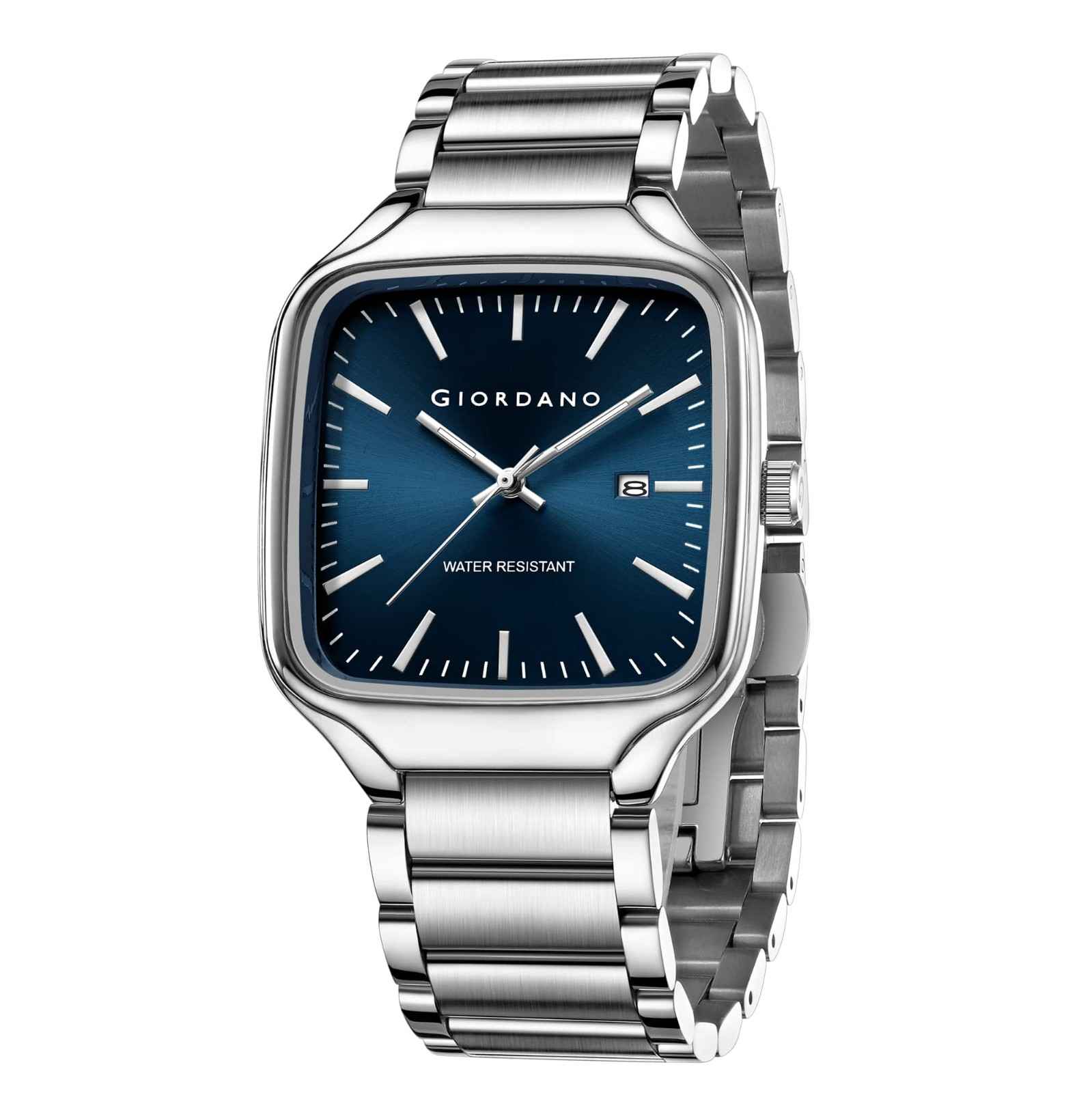 Giordano Analog Watch for Men – Square Dial, Stainless Steel Strap, Date Display, Water Resistant Classic Dress Watch | GZ-50163-22 - Image 6