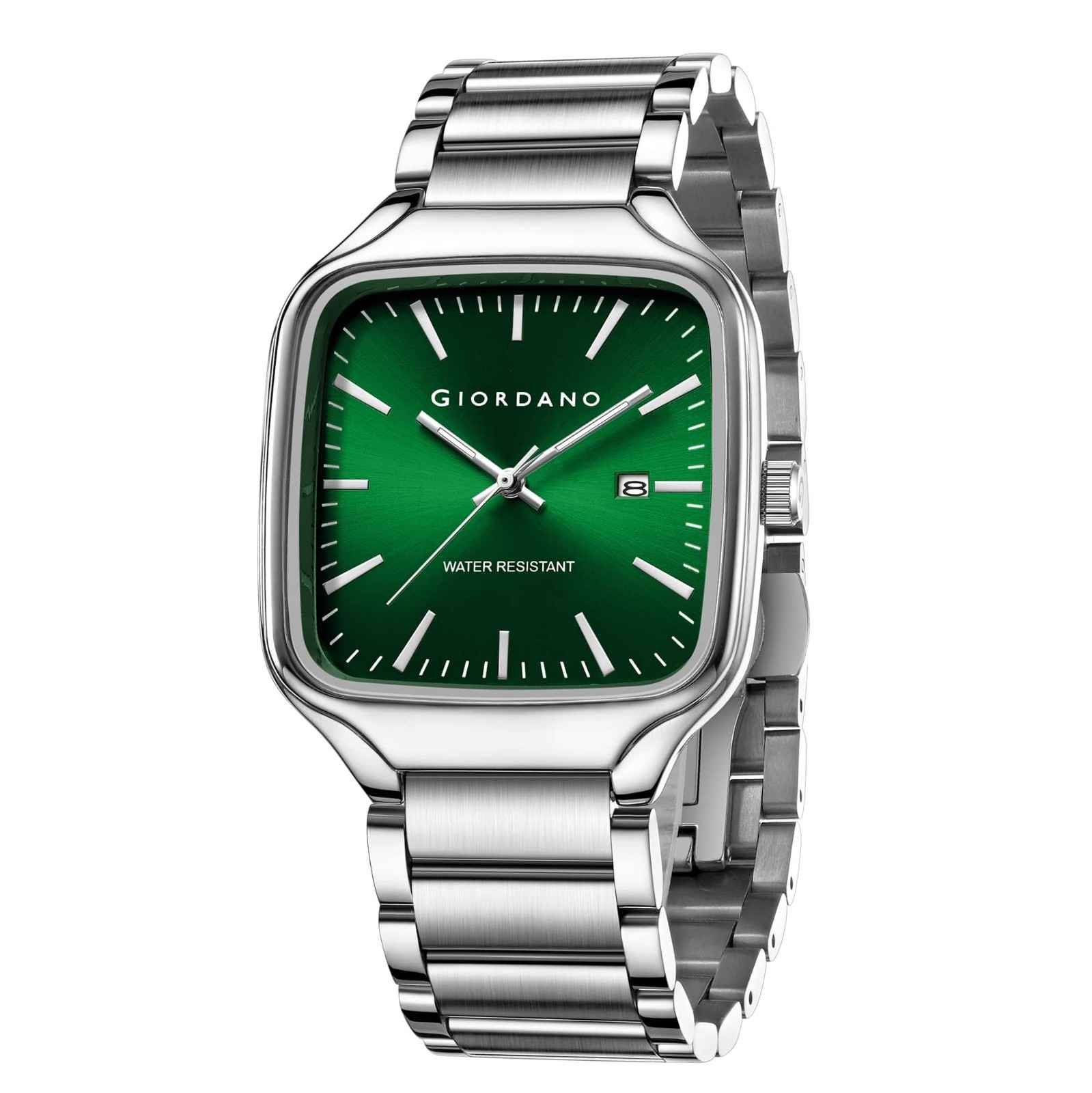 Giordano Analog Watch for Men – Square Dial, Stainless Steel Strap, Date Display, Water Resistant Classic Dress Watch | GZ-50163-33 - Image 5
