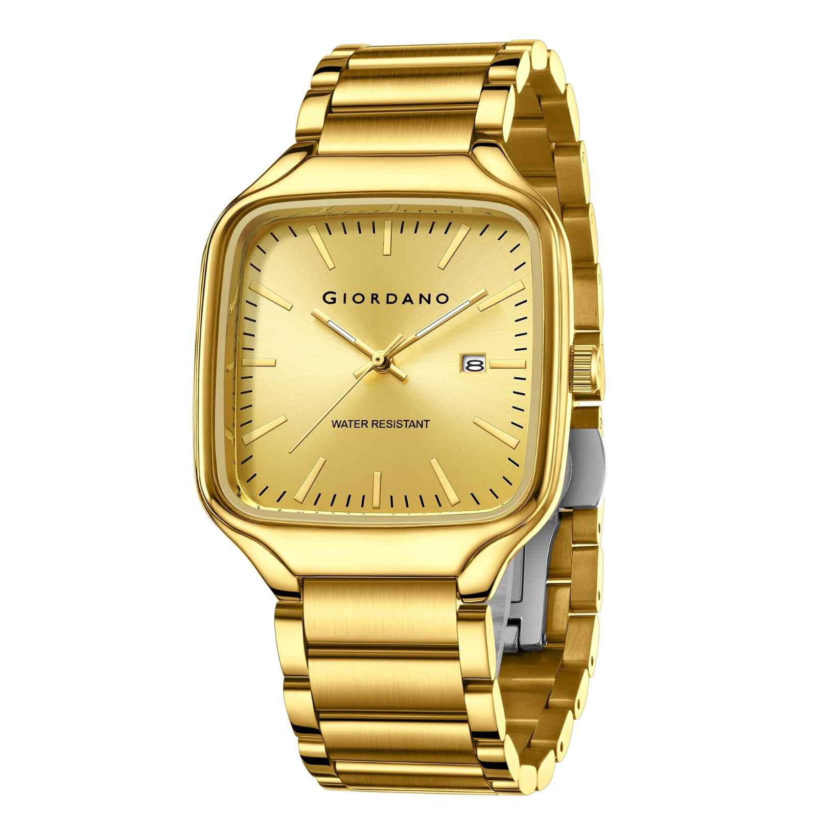 Giordano Analog Watch for Men – Square Dial, Stainless Steel Strap, Date Display, Water Resistant Classic Dress Watch | GZ-50163-44 - Image 5