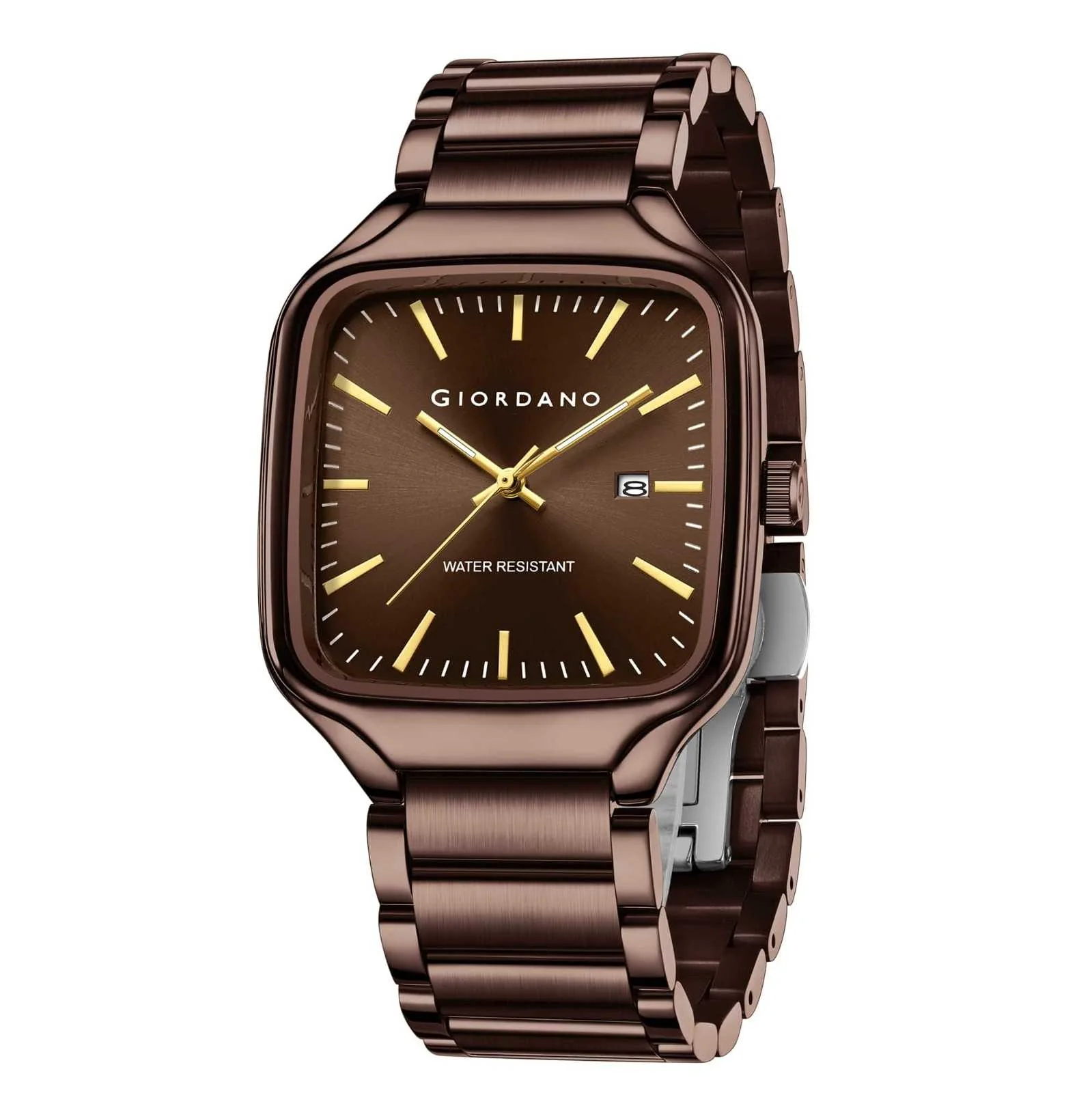 Giordano Analog Watch for Men – Square Dial, Stainless Steel Strap, Date Display, Water Resistant Classic Dress Watch | GZ-50163-55 - Image 5