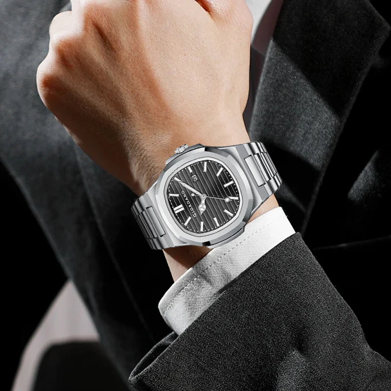 Giordano Analog Watch for Men – Textured Dial, Stainless Steel Strap, Date Display, Quartz Movement, Water Resistant | GZ-50134-22 - Image 3