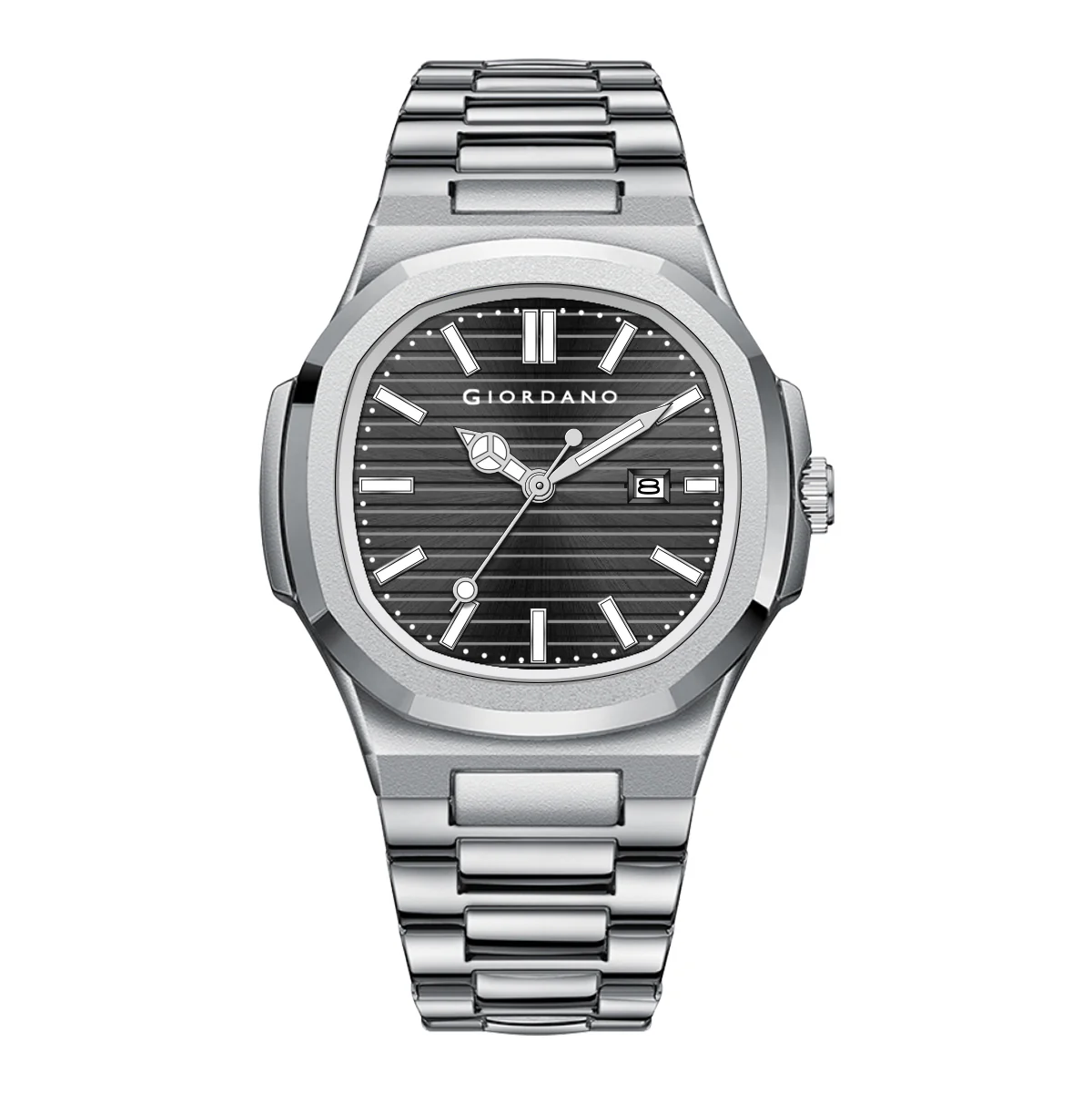 Giordano Analog Watch for Men – Textured Dial, Stainless Steel Strap, Date Display, Quartz Movement, Water Resistant | GZ-50134-22 - Image 9