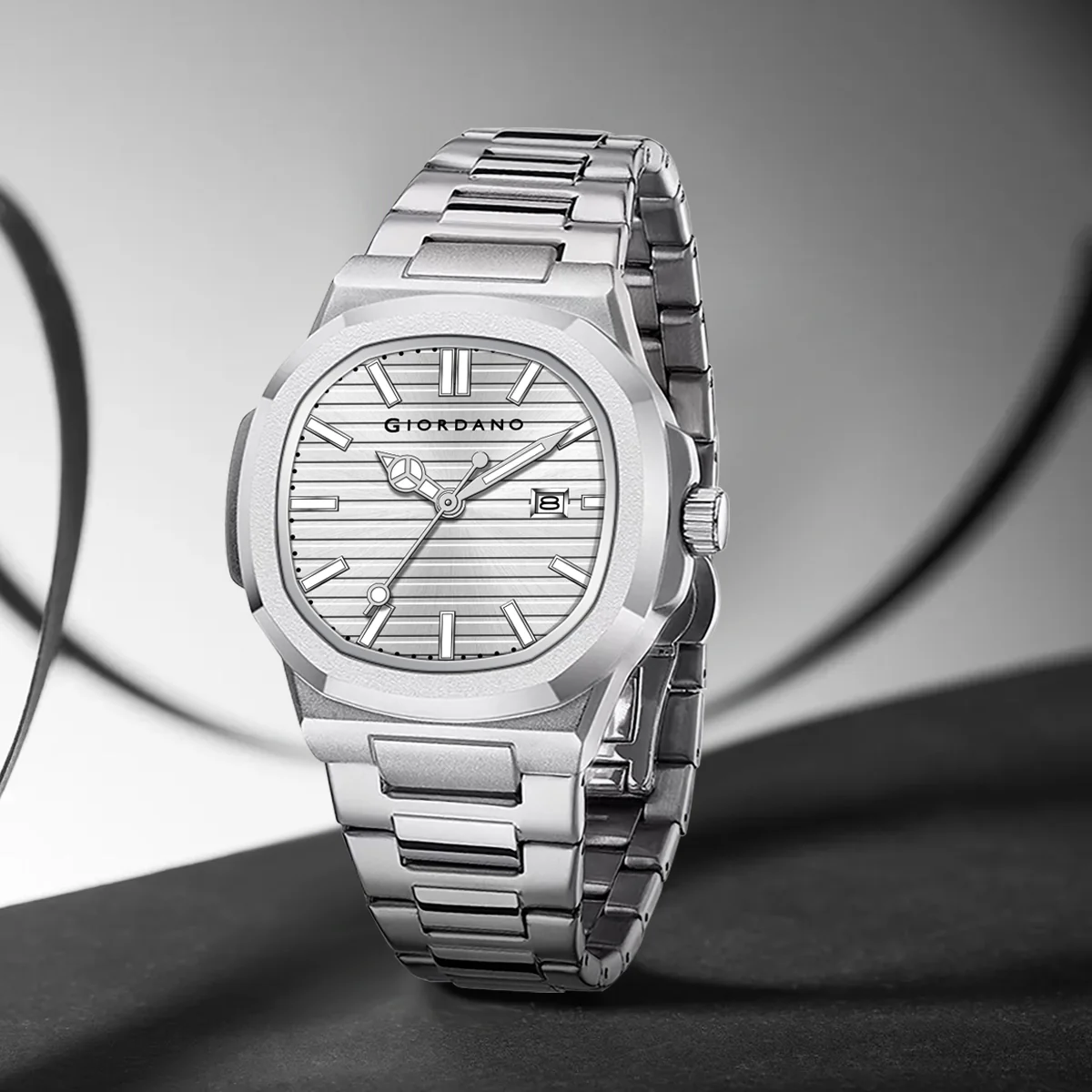 Giordano Analog Watch for Men – Textured Dial, Stainless Steel Strap, Date Display, Quartz Movement, Water Resistant | GZ-50134-33 - Image 5