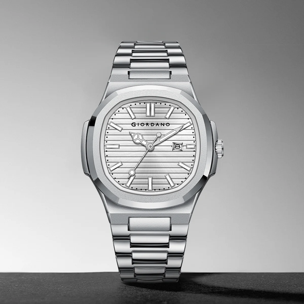Giordano Analog Watch for Men – Textured Dial, Stainless Steel Strap, Date Display, Quartz Movement, Water Resistant | GZ-50134-33 - Image 7