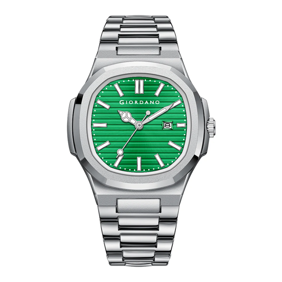 Giordano Analog Watch for Men – Textured Dial, Stainless Steel Strap, Date Display, Quartz Movement, Water Resistant | GZ-50134-44 - Image 4