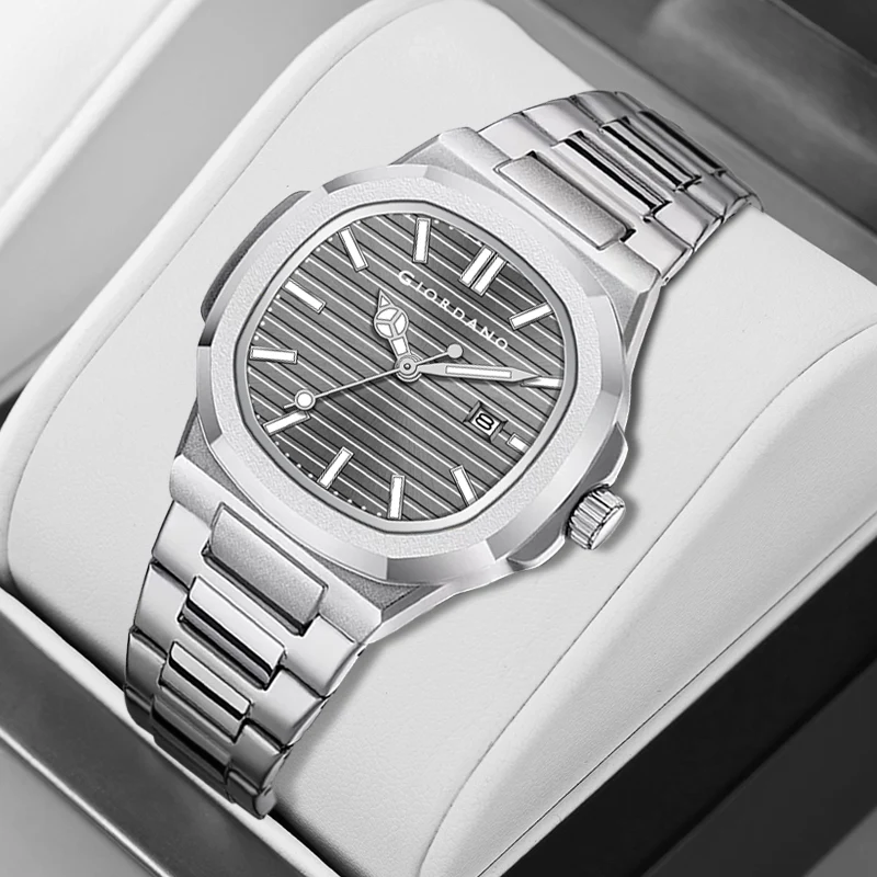 Giordano Analog Watch for Men – Textured Dial, Stainless Steel Strap, Date Display, Quartz Movement, Water Resistant | GZ-50134-66 - Image 4