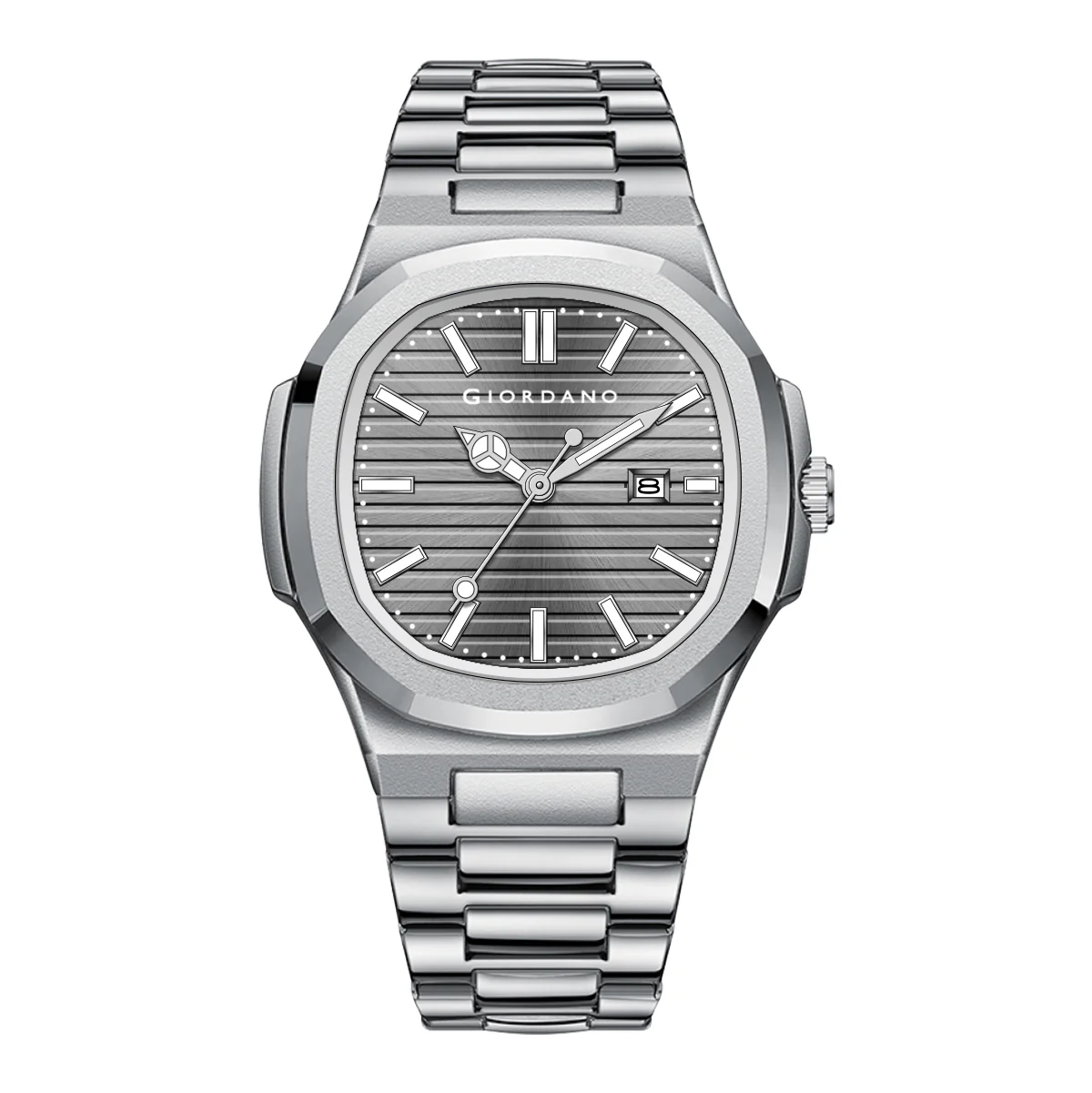Giordano Analog Watch for Men – Textured Dial, Stainless Steel Strap, Date Display, Quartz Movement, Water Resistant | GZ-50134-66 - Image 5