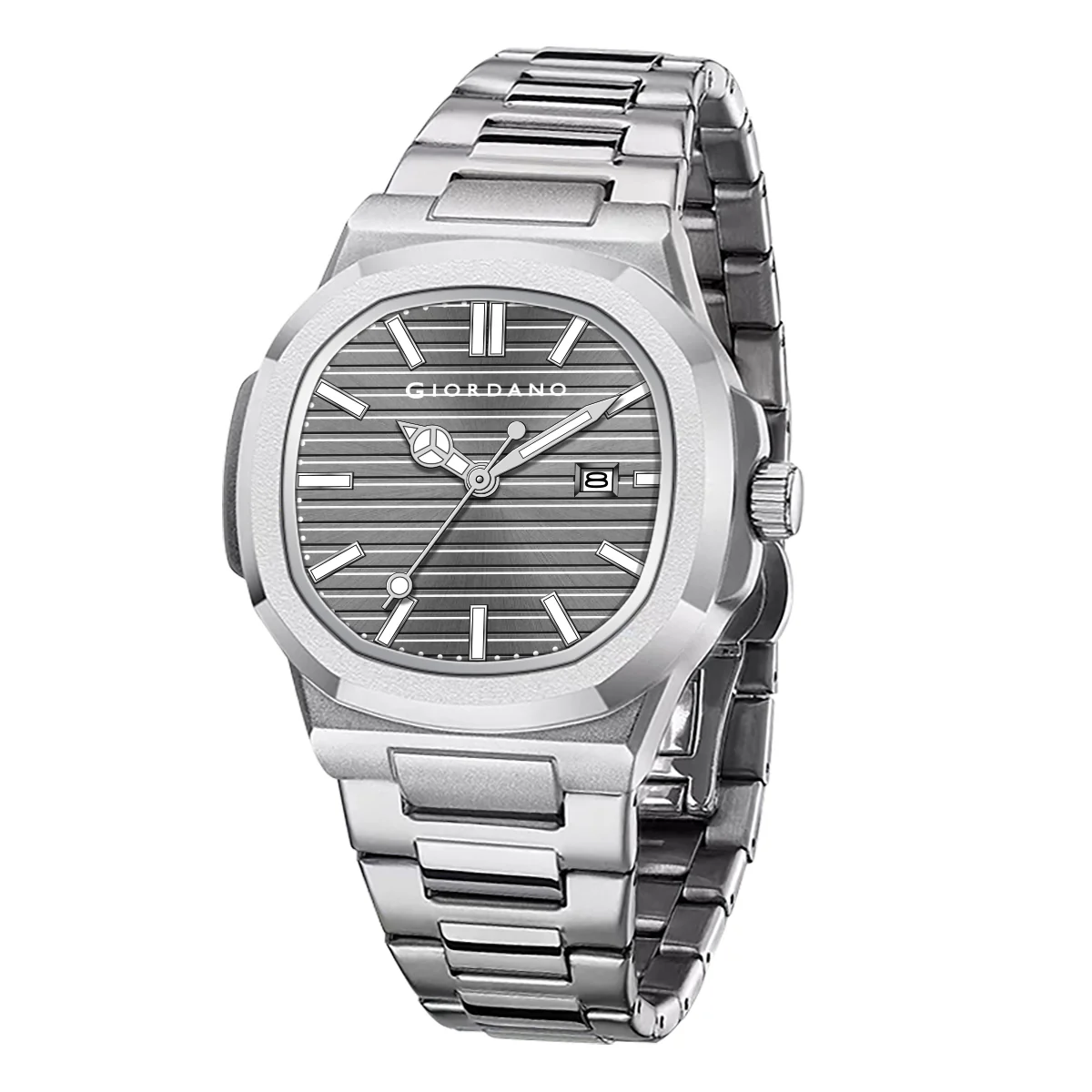 Giordano Analog Watch for Men – Textured Dial, Stainless Steel Strap, Date Display, Quartz Movement, Water Resistant | GZ-50134-66 - Image 6