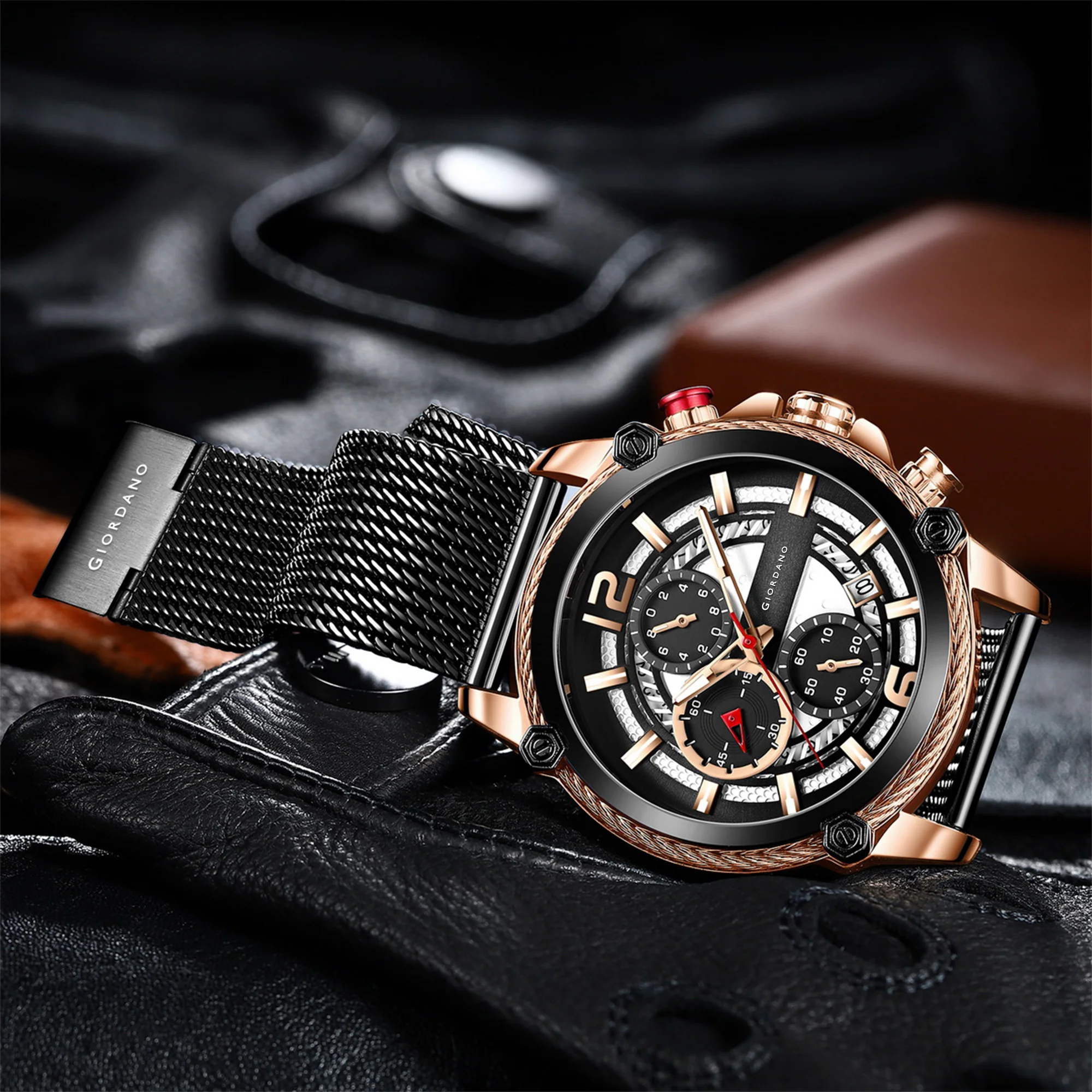 Giordano Analog Watch for Men with Color Variant and Stylish Mesh Strap| Chronograph Multifunctional Mechanism | GZ-50039-22 - Image 3