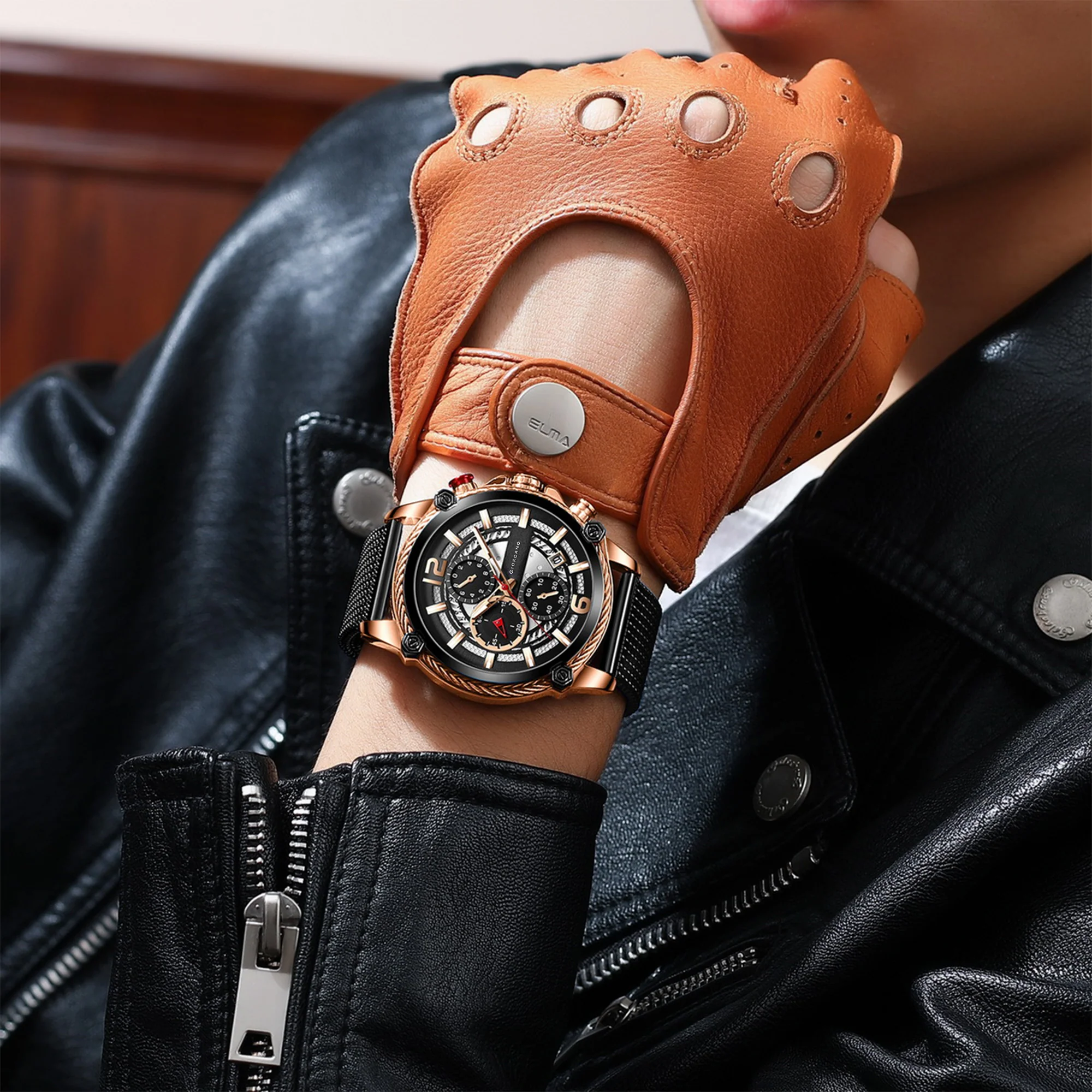 Giordano Analog Watch for Men with Color Variant and Stylish Mesh Strap| Chronograph Multifunctional Mechanism | GZ-50039-22 - Image 4