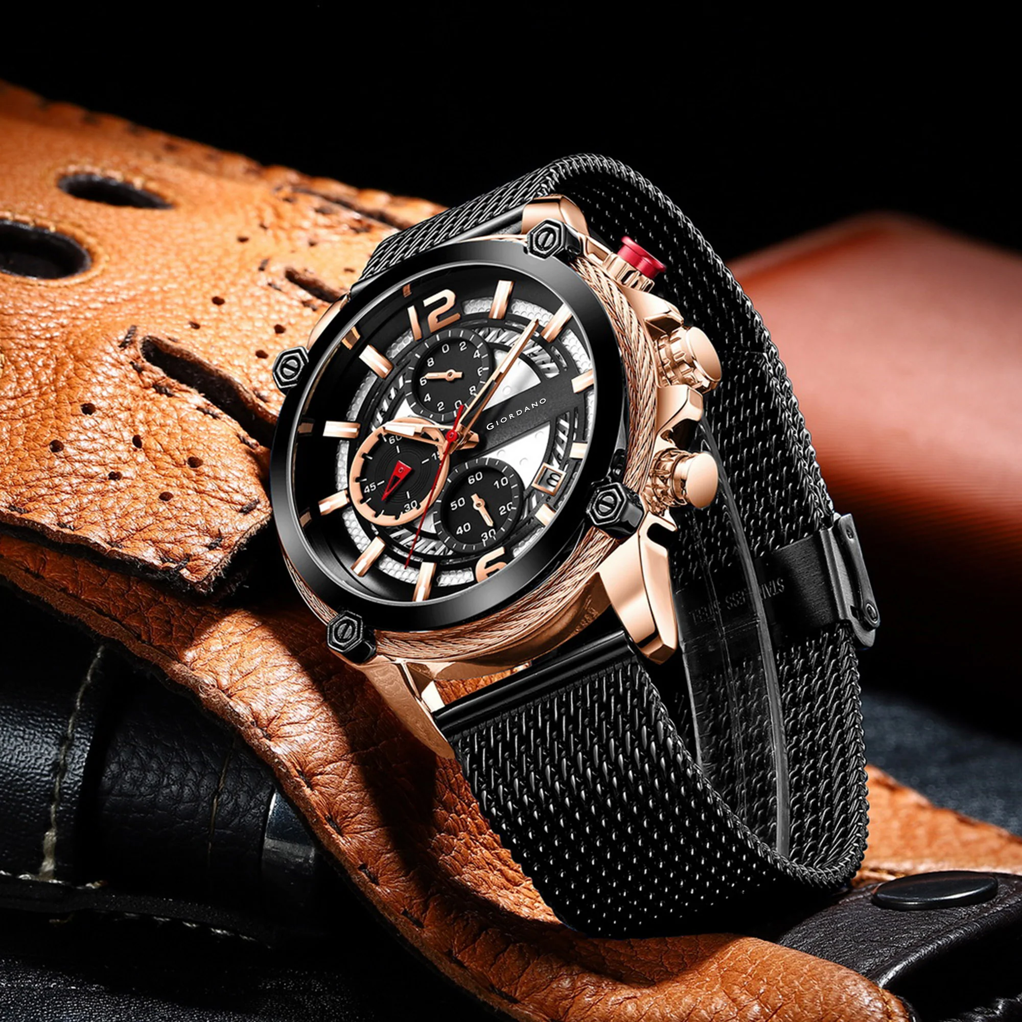 Giordano Analog Watch for Men with Color Variant and Stylish Mesh Strap| Chronograph Multifunctional Mechanism | GZ-50039-22 - Image 5
